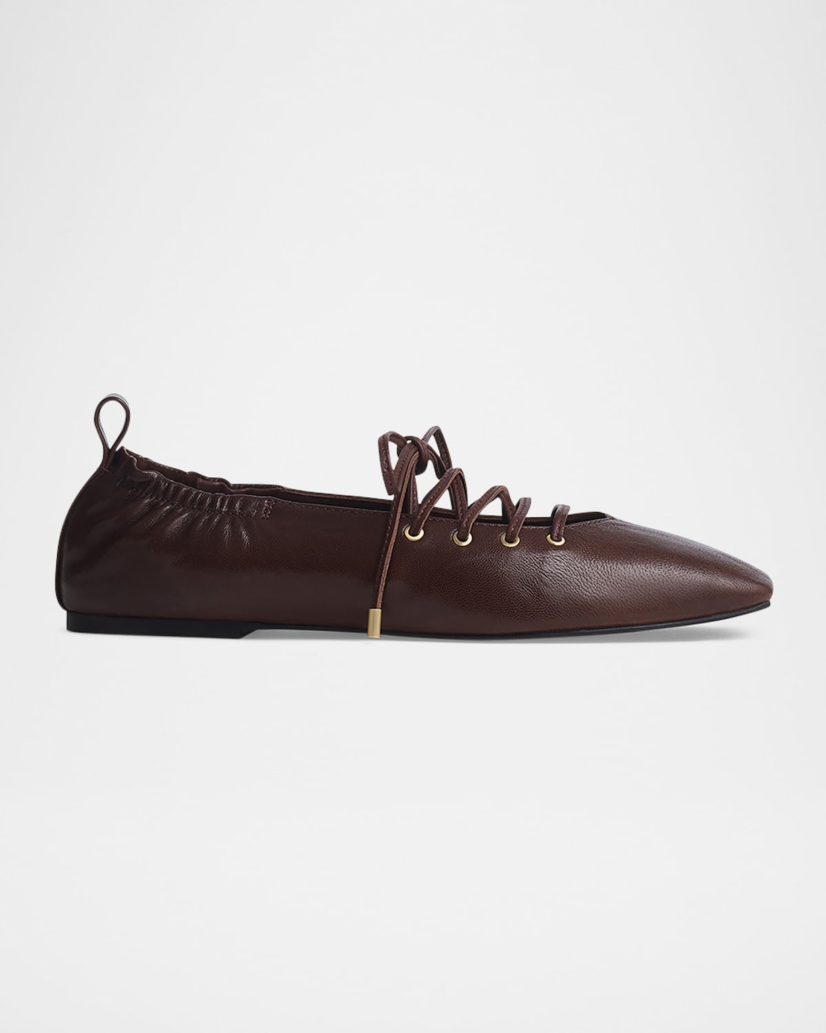 Rag & Bone Sophia Lace-up Leather Ballerina Flats In Brown