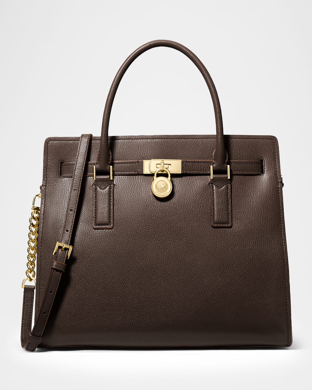 Michael Michael Kors Hamilton Large Leather Top-handle Bag In Brown