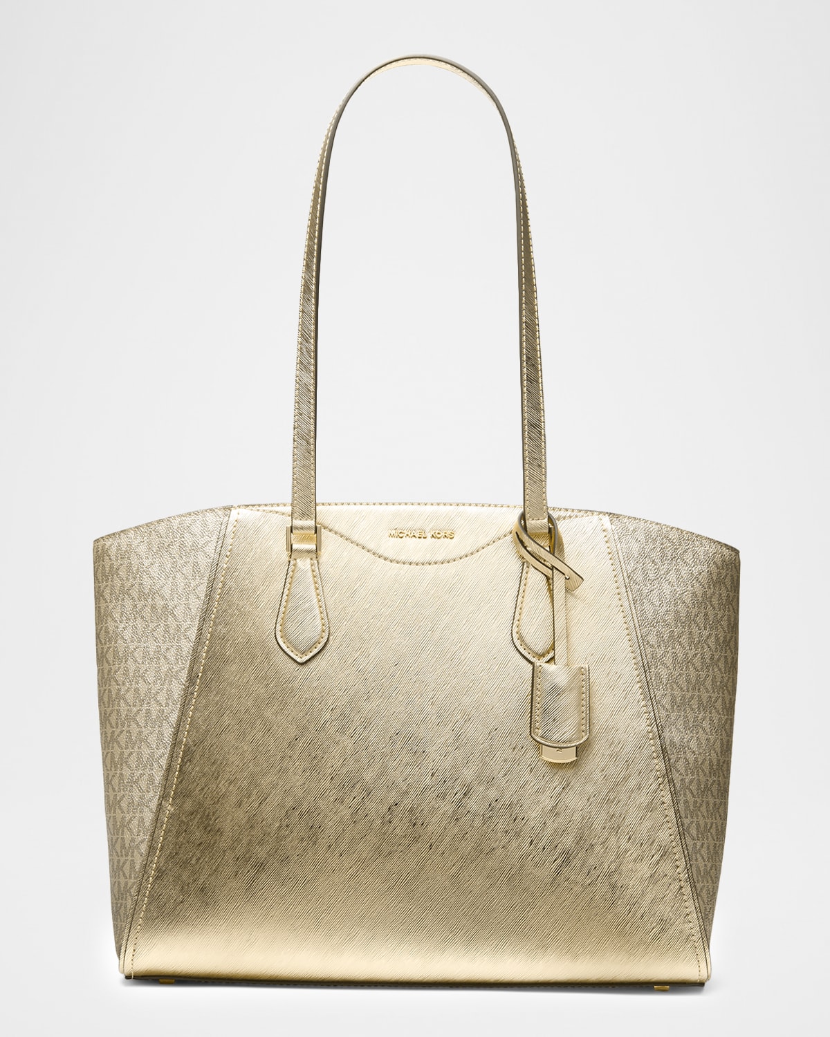 Michael Michael Kors Taryn Large Metallic Leather Tote Bag In Gold