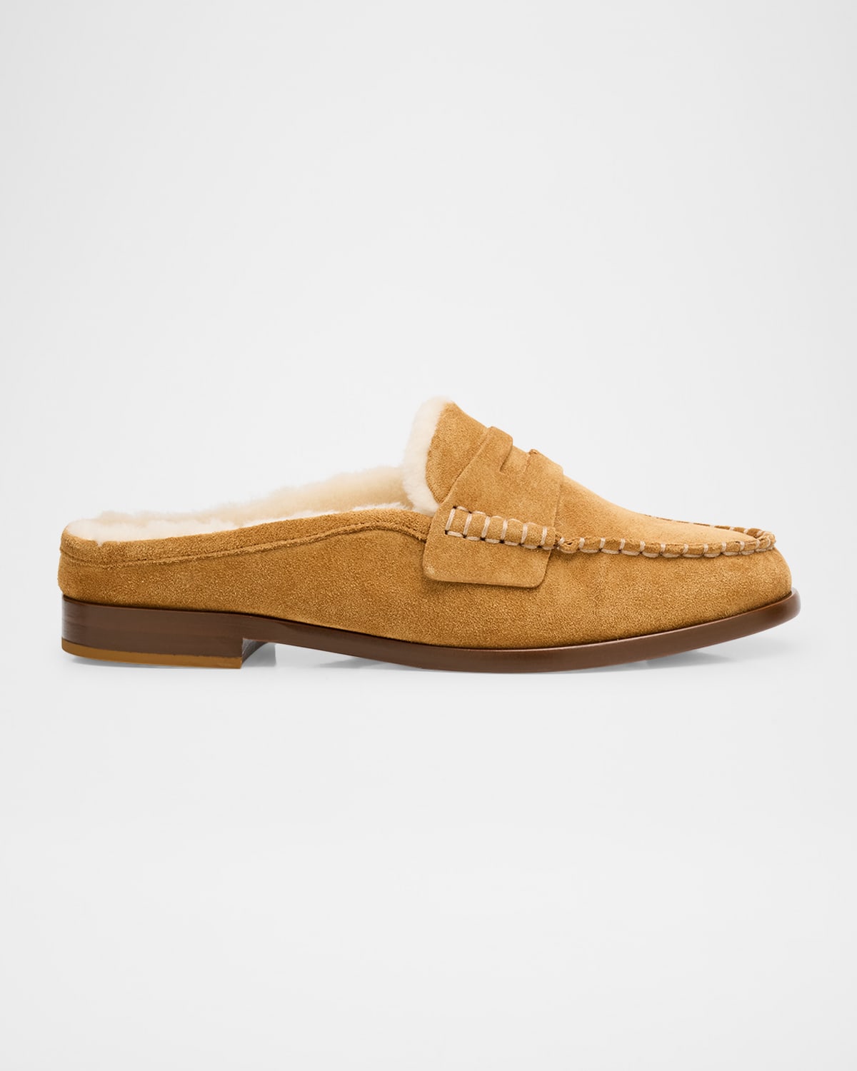 Rag & Bone Carter Shearling-lined Suede Loafer Mules In Brown