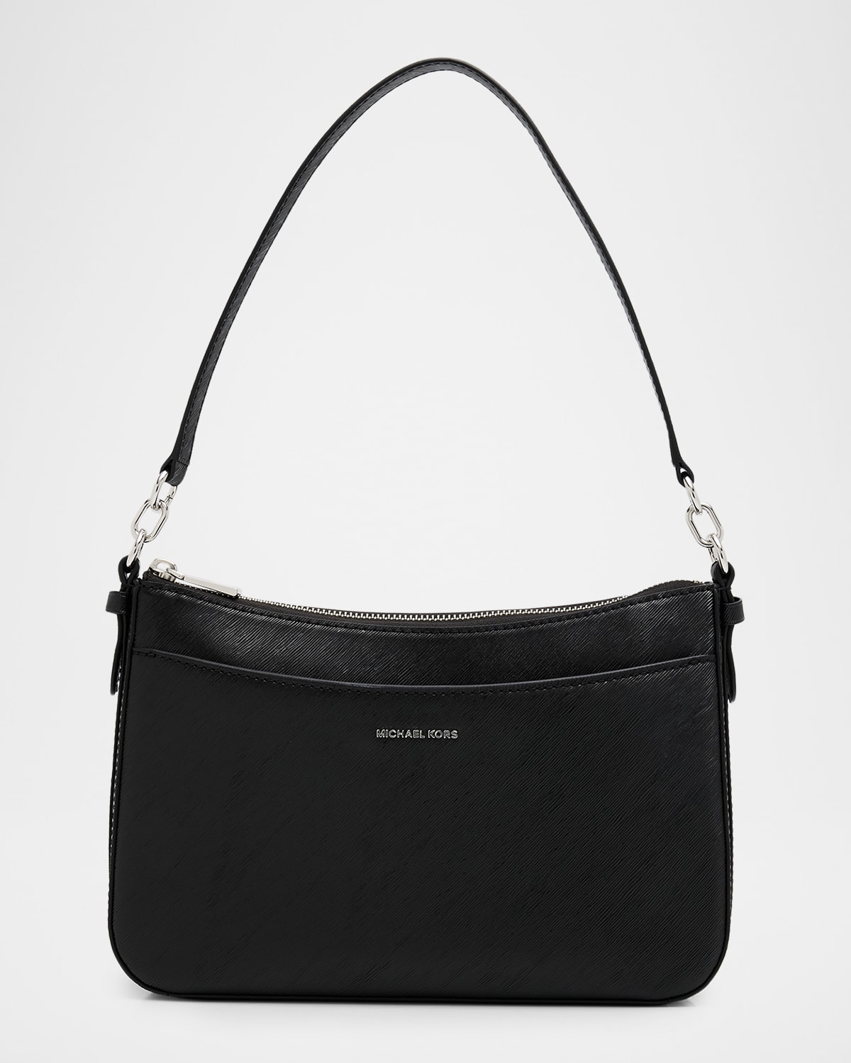 Michael Michael Kors Jet Set Medium Metallic Faux Leather Shoulder Bag In Black