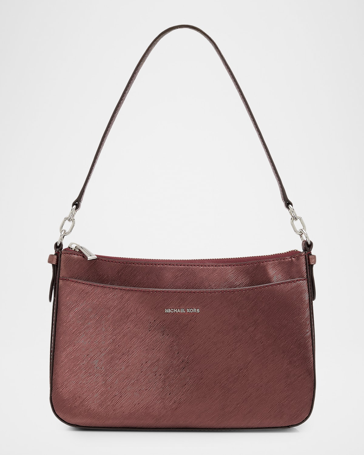 Michael Michael Kors Jet Set Medium Metallic Faux Leather Shoulder Bag In Red