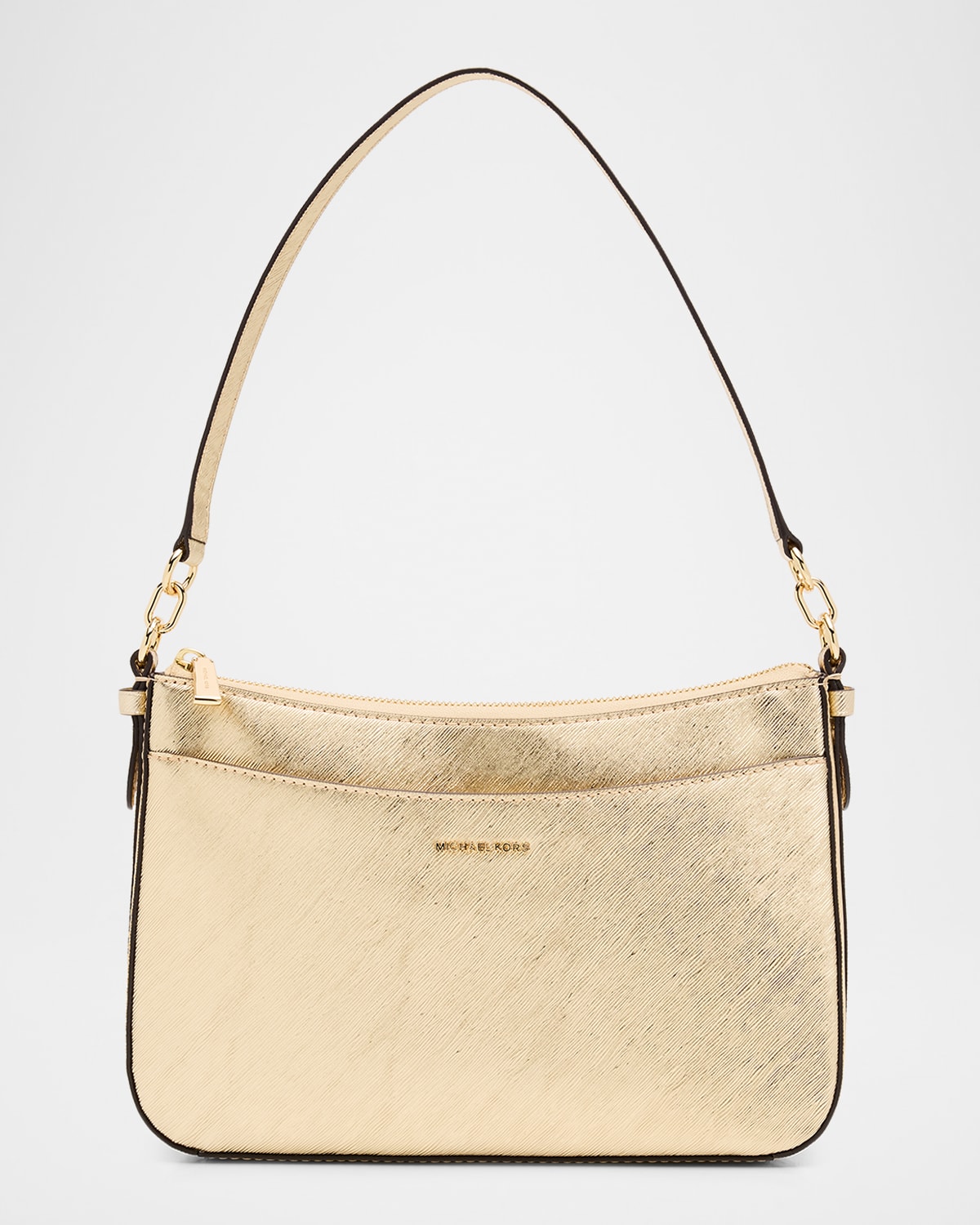 Michael Michael Kors Jet Set Medium Metallic Faux Leather Shoulder Bag In Gold
