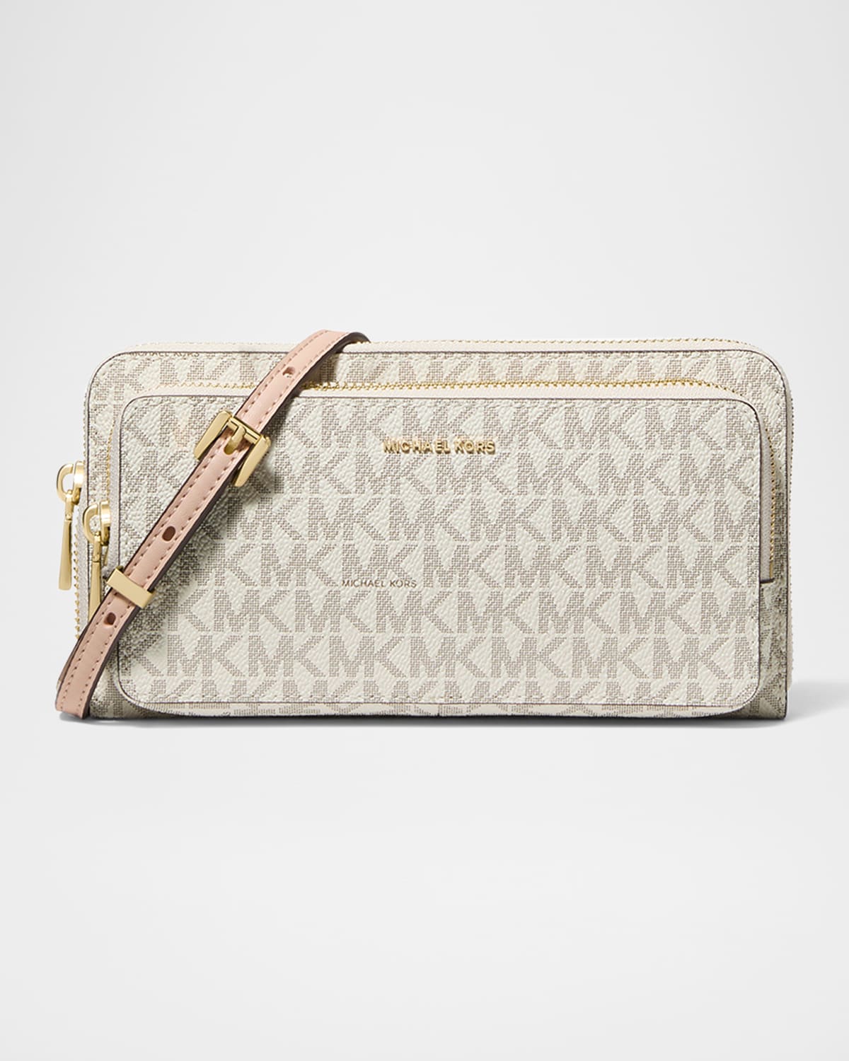 Michael Michael Kors Jet Set Large Logo Continental Crossbody Bag In White