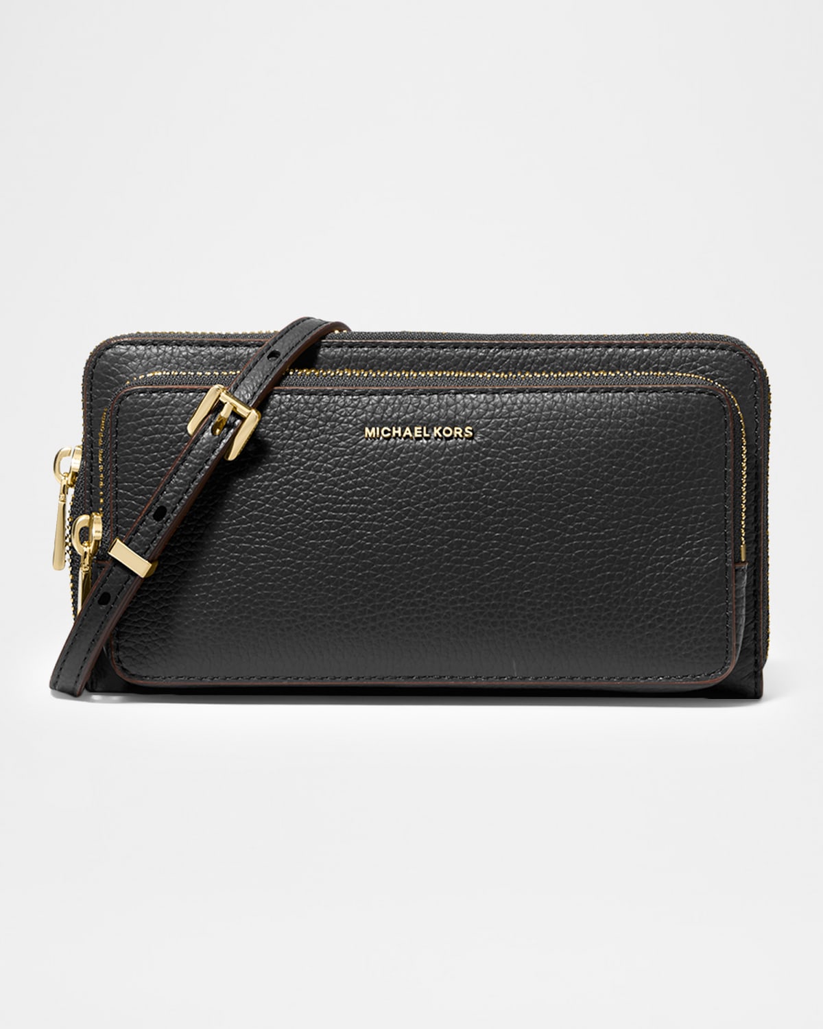 Michael Michael Kors Jet Set Large Leather Continental Crossbody Bag In Black