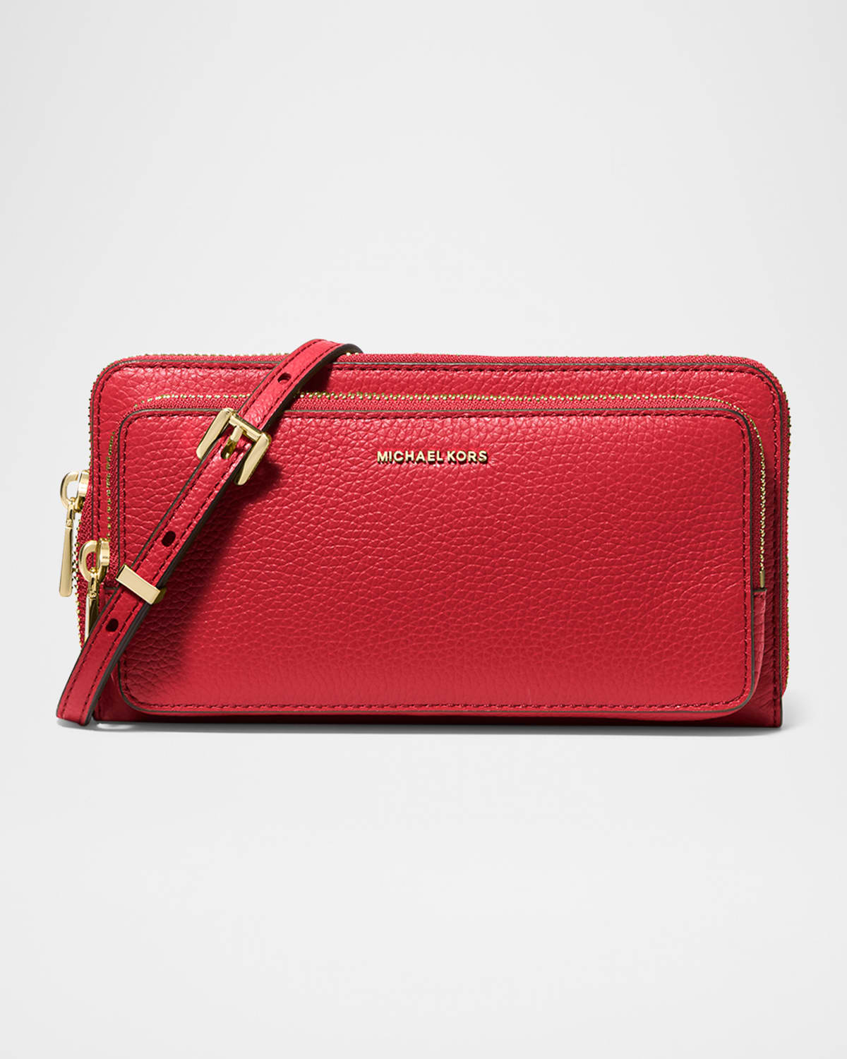 Michael Michael Kors Jet Set Large Leather Continental Crossbody Bag In Red