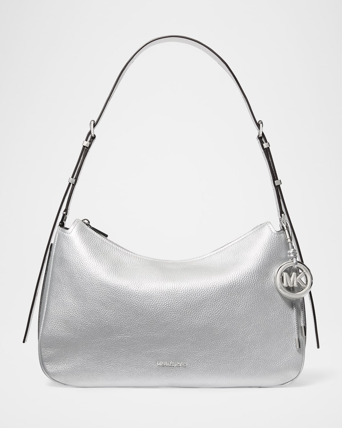 Michael Michael Kors Nolita Medium Metallic Leather Shoulder Bag In Silver