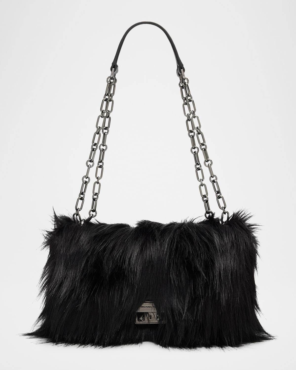 Michael Michael Kors Tribeca Large Faux Fur Crossbody Bag In Black