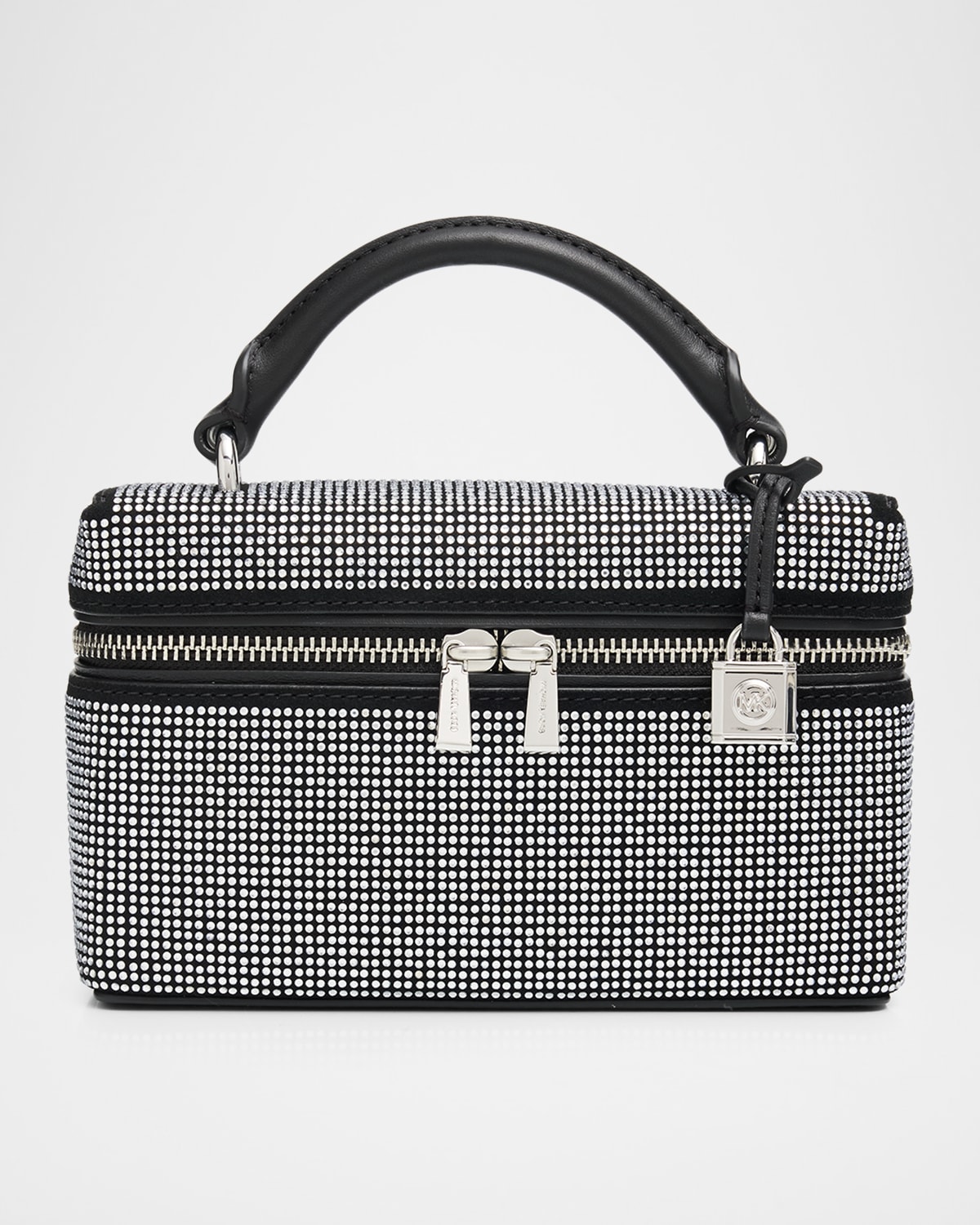 Michael Michael Kors Jana Xs Crystal-studded Leather Crossbody Bag In Black