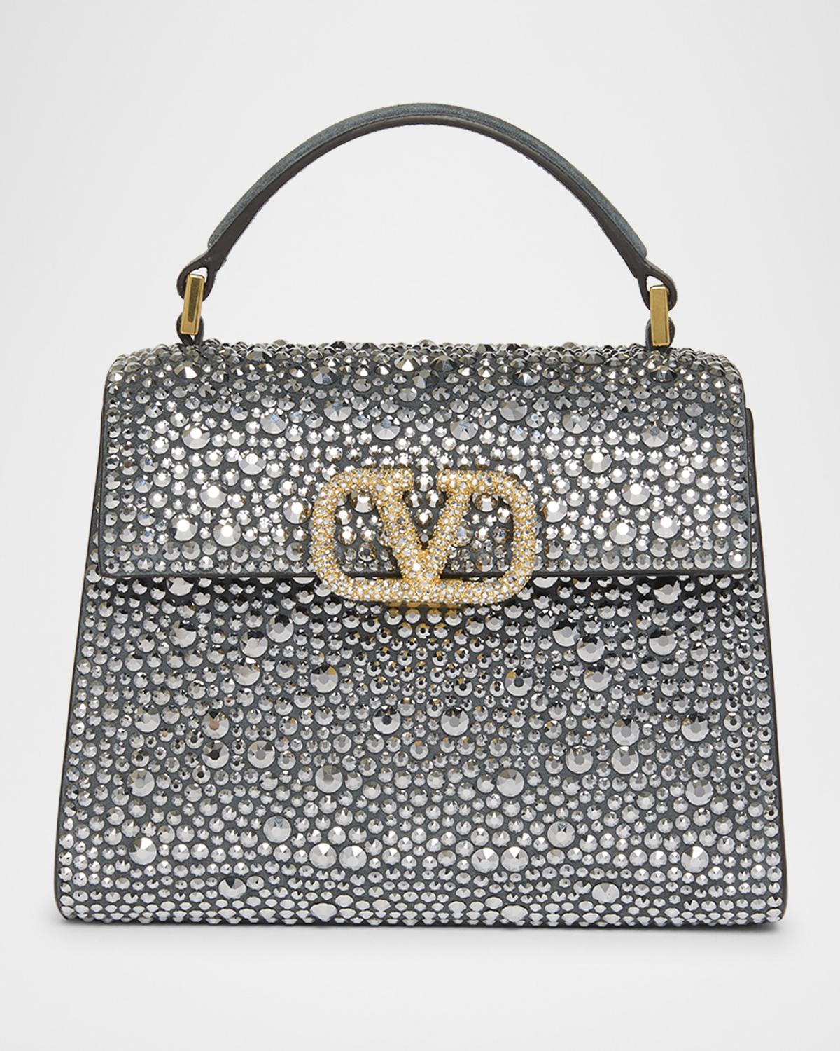 VSling Mini Rhinestone Suede Top-Handle Bag