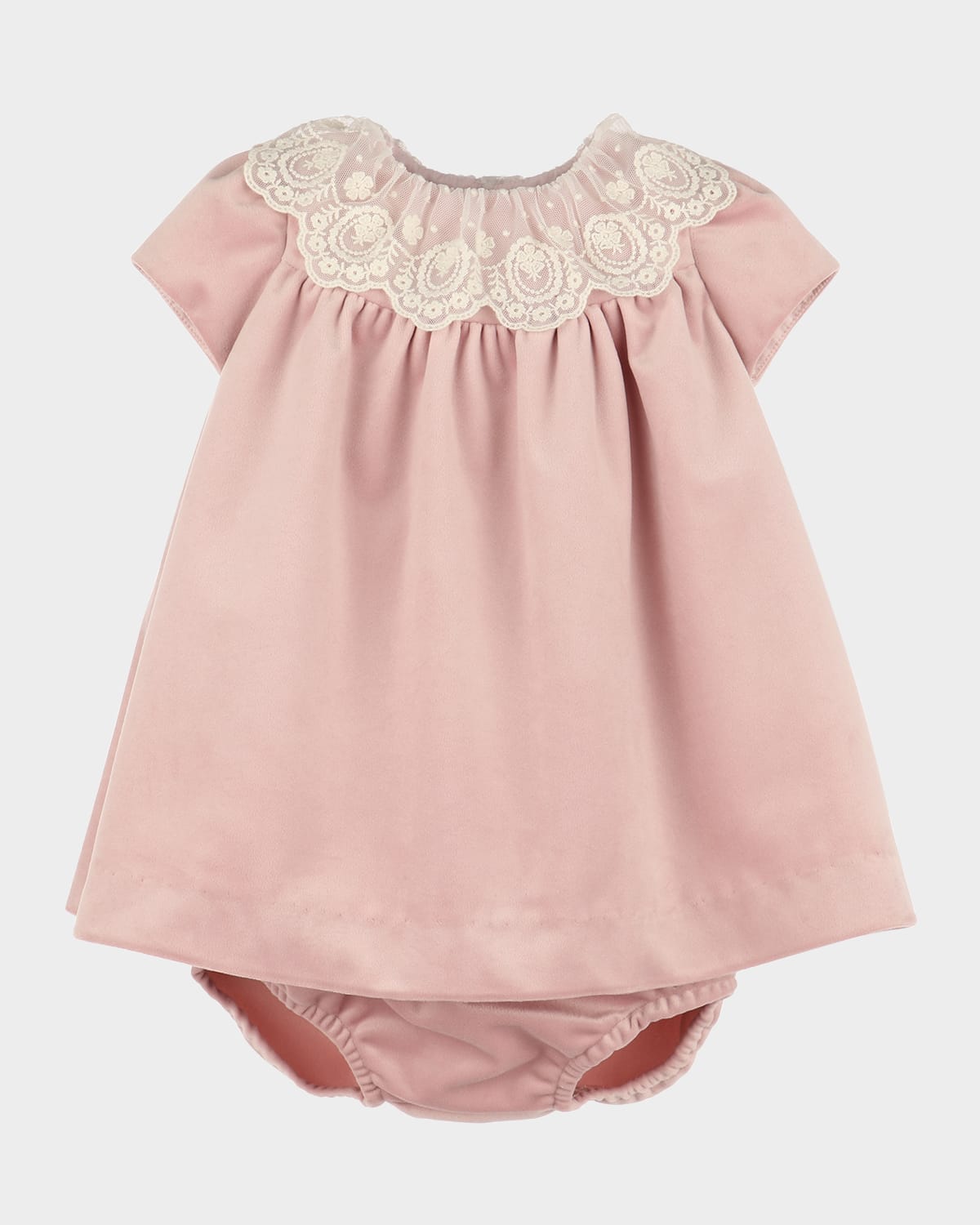 Luli & Me Girl's Velvet Float Dress With Bloomers In Pink