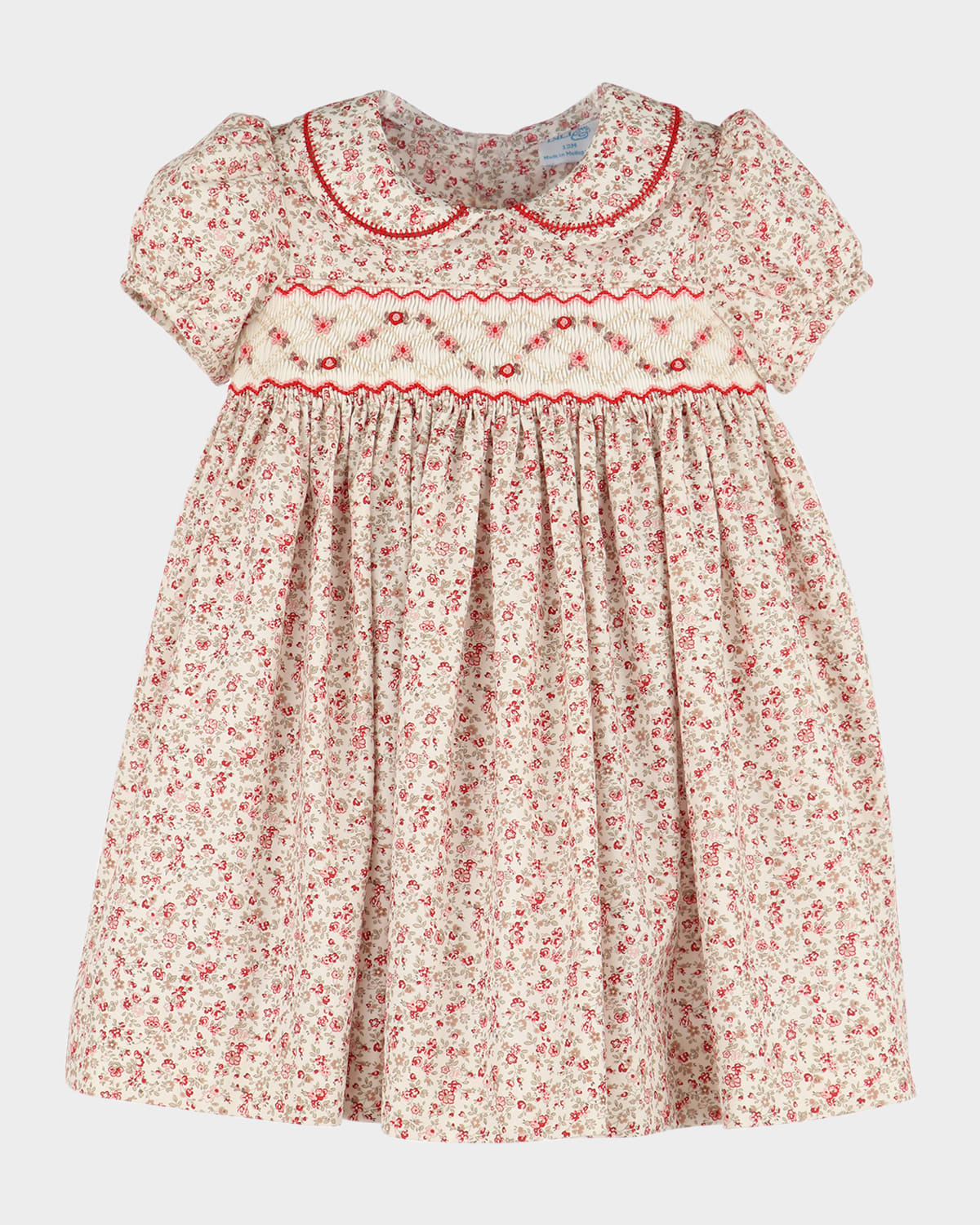 Luli & Me Girl's Mulberry Smocked Cotton Dress, Size 1M-3