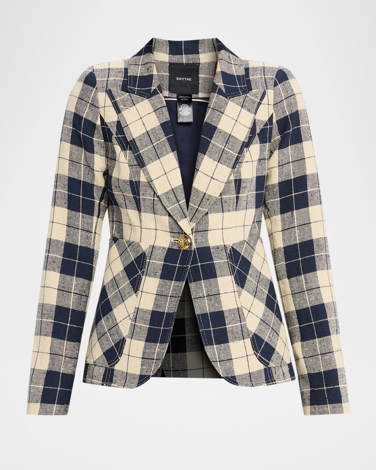 Smythe Duchess Plaid Patch Pocket Blazer In Blue
