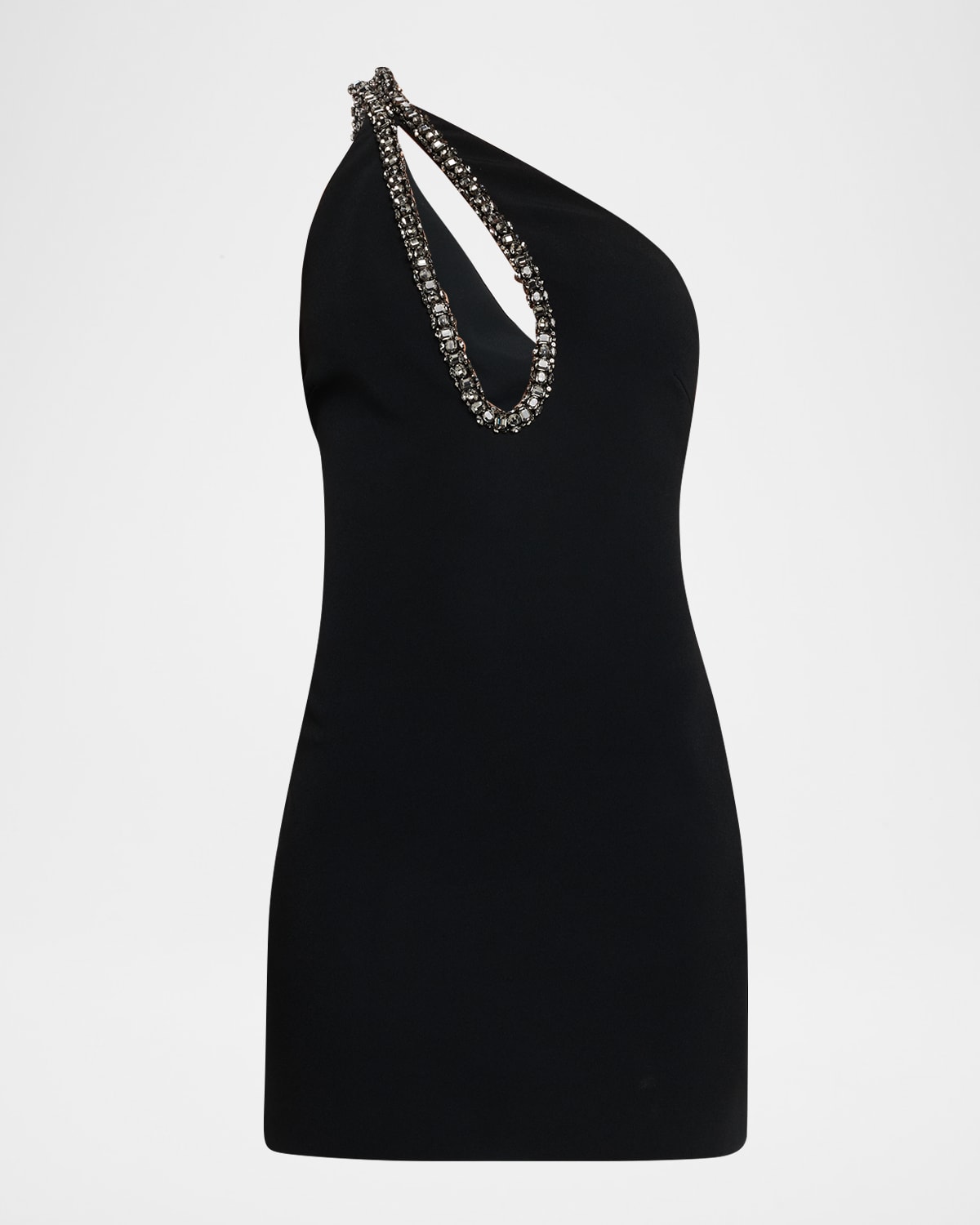 Roberto Cavalli Rhinestone Cutout One-shoulder Mini Dress In Black