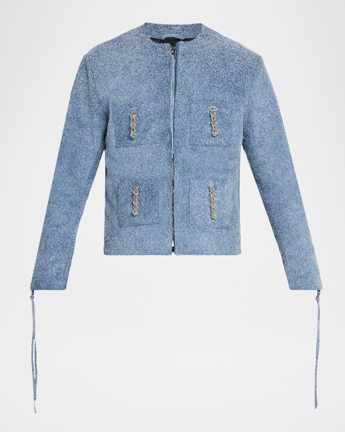 Ezr Men's Chain-embellished Suede Jacket In Blue