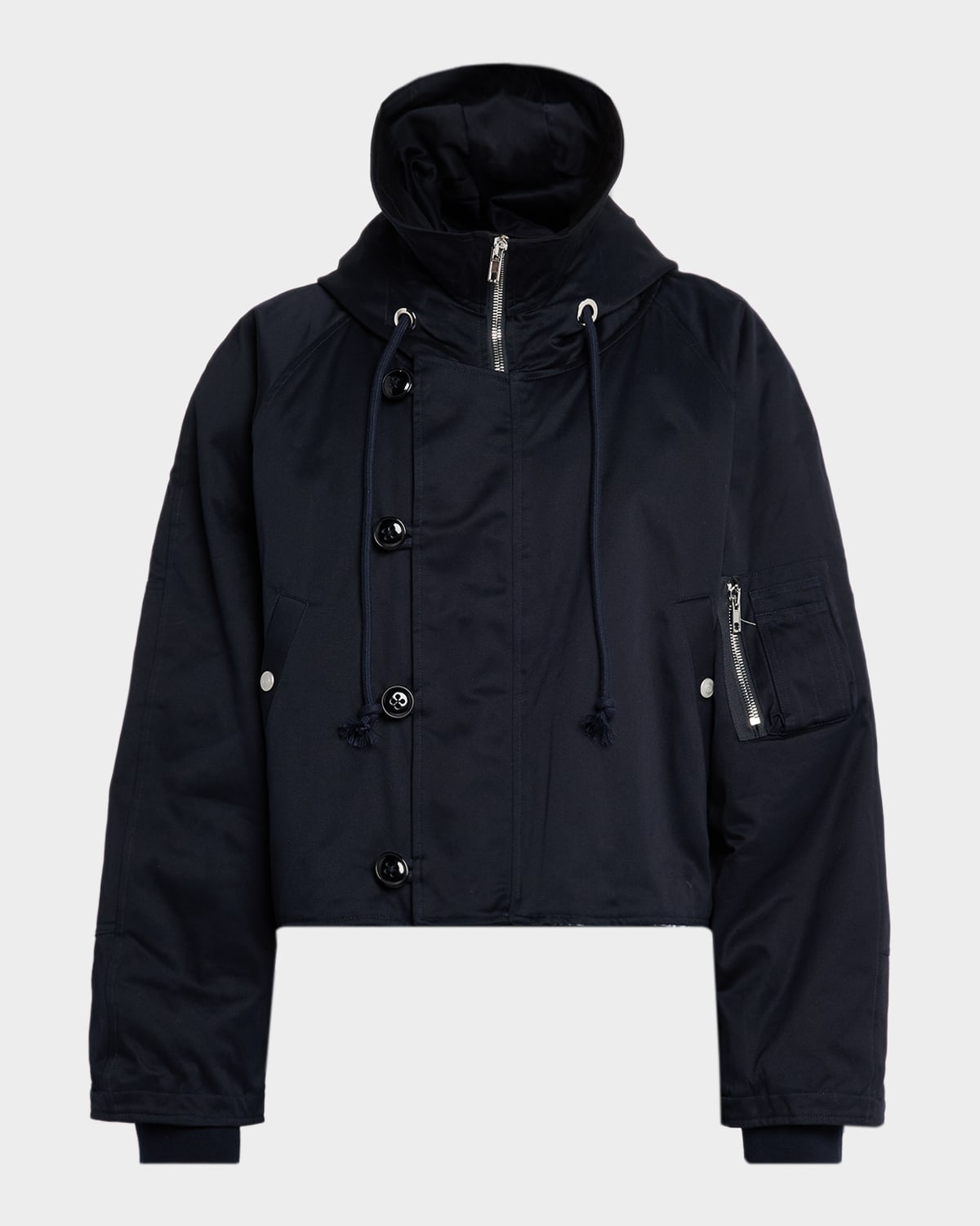 Ezr Men's Cotton Cropped Hooded Jacket In Blue