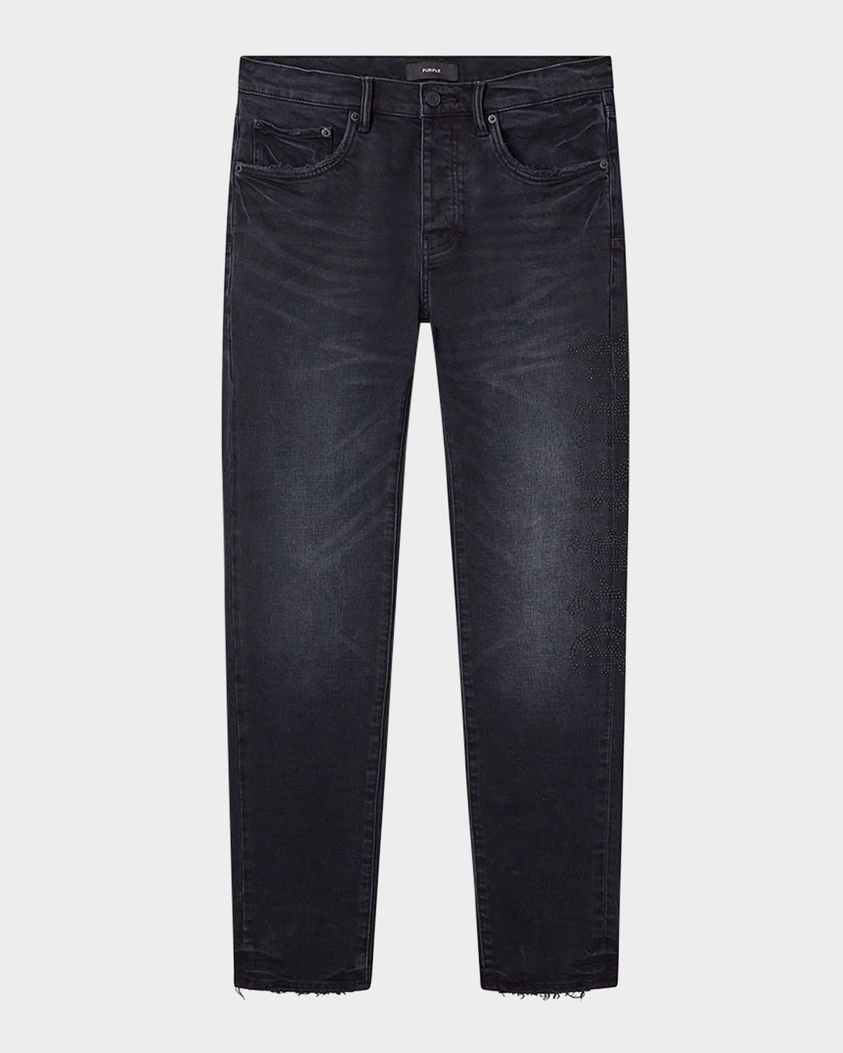 Purple Men's Skinny Hotfix Logo Jeans In Black