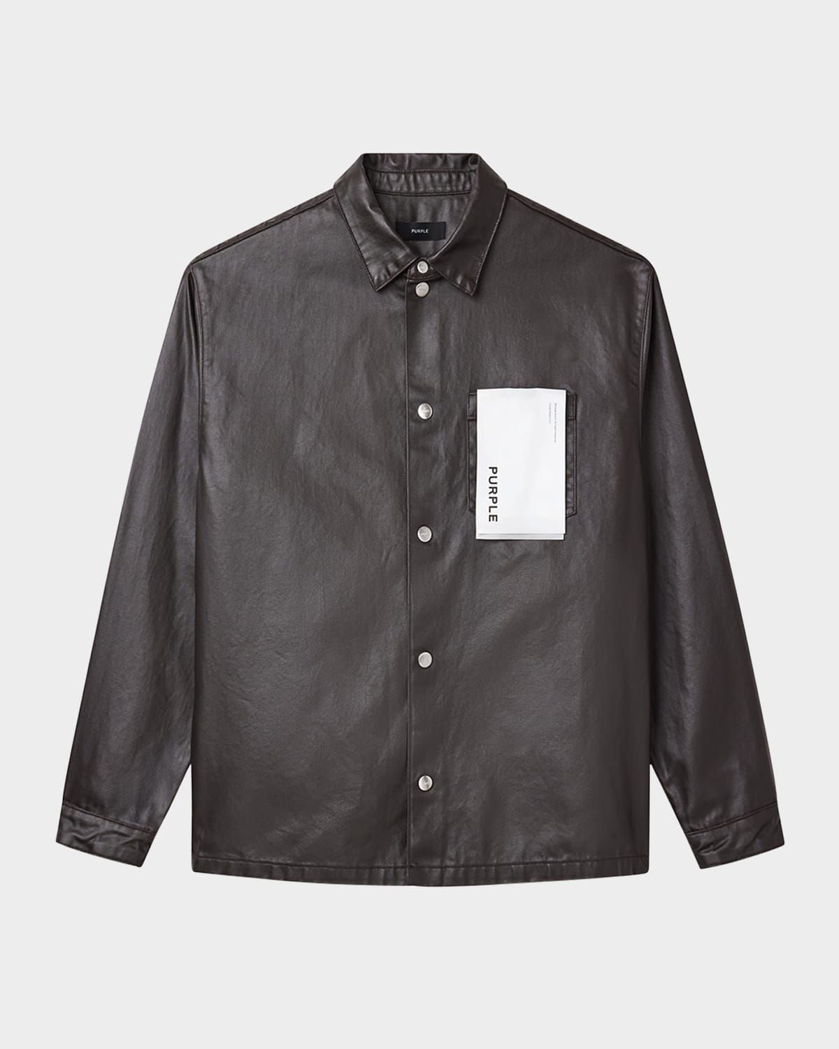 Purple Men's Embossed Monogram Snap Button-down Shirt In Brown