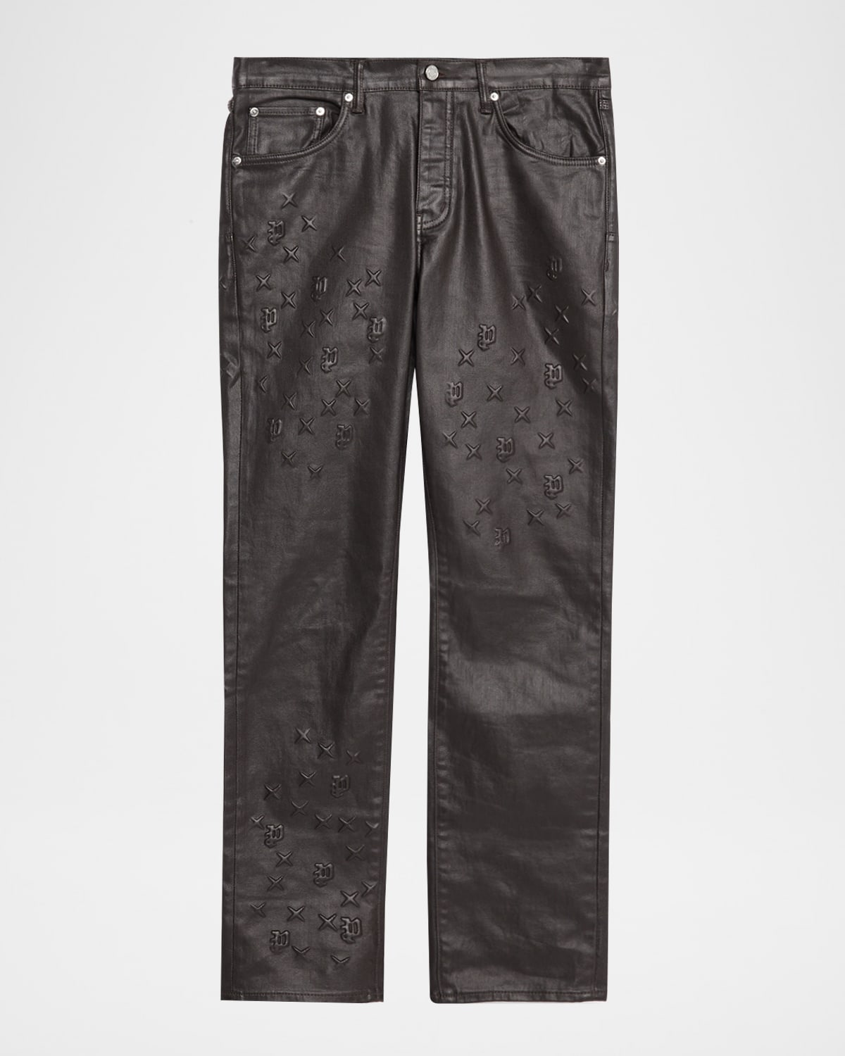 Purple Men's Monogram Embossed Five-pocket Skinny Jeans In Black