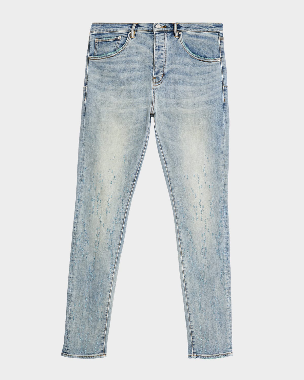 Purple Men's D-color Contrast-distressed Skinny Jeans In Animal Print