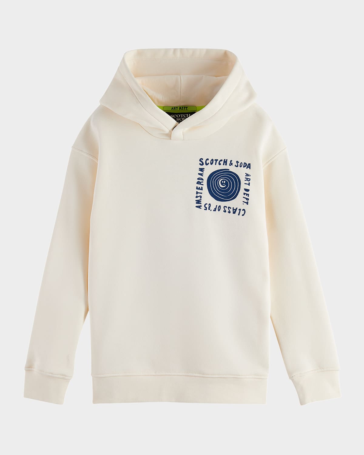Scotch & Soda Boy's Flocked Graphic-print Hoodie In Neutral