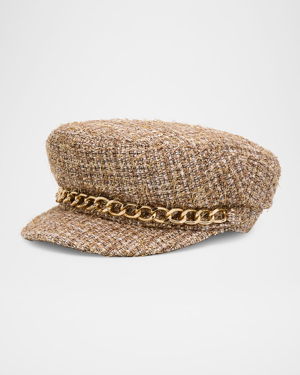 Eugenia Kim Marina Chain-embellished Tweed Newsboy Cap