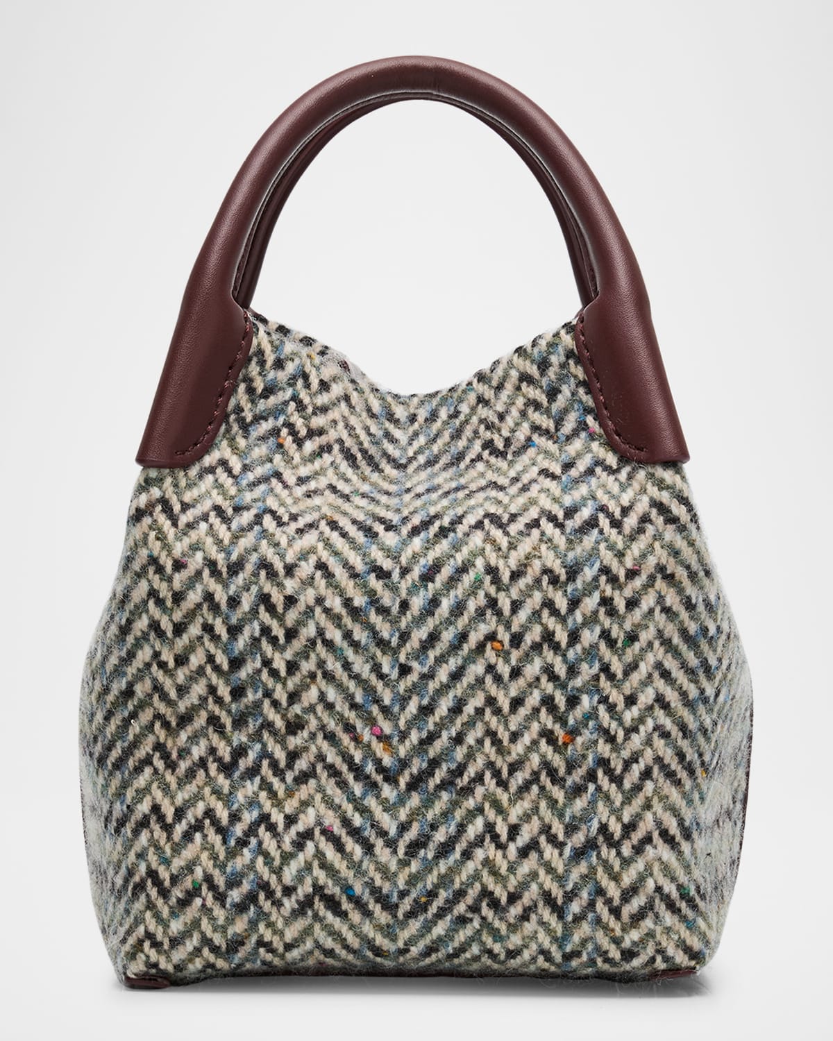 Loro Piana Bale Micro Chevron Tweed Shoulder Bag