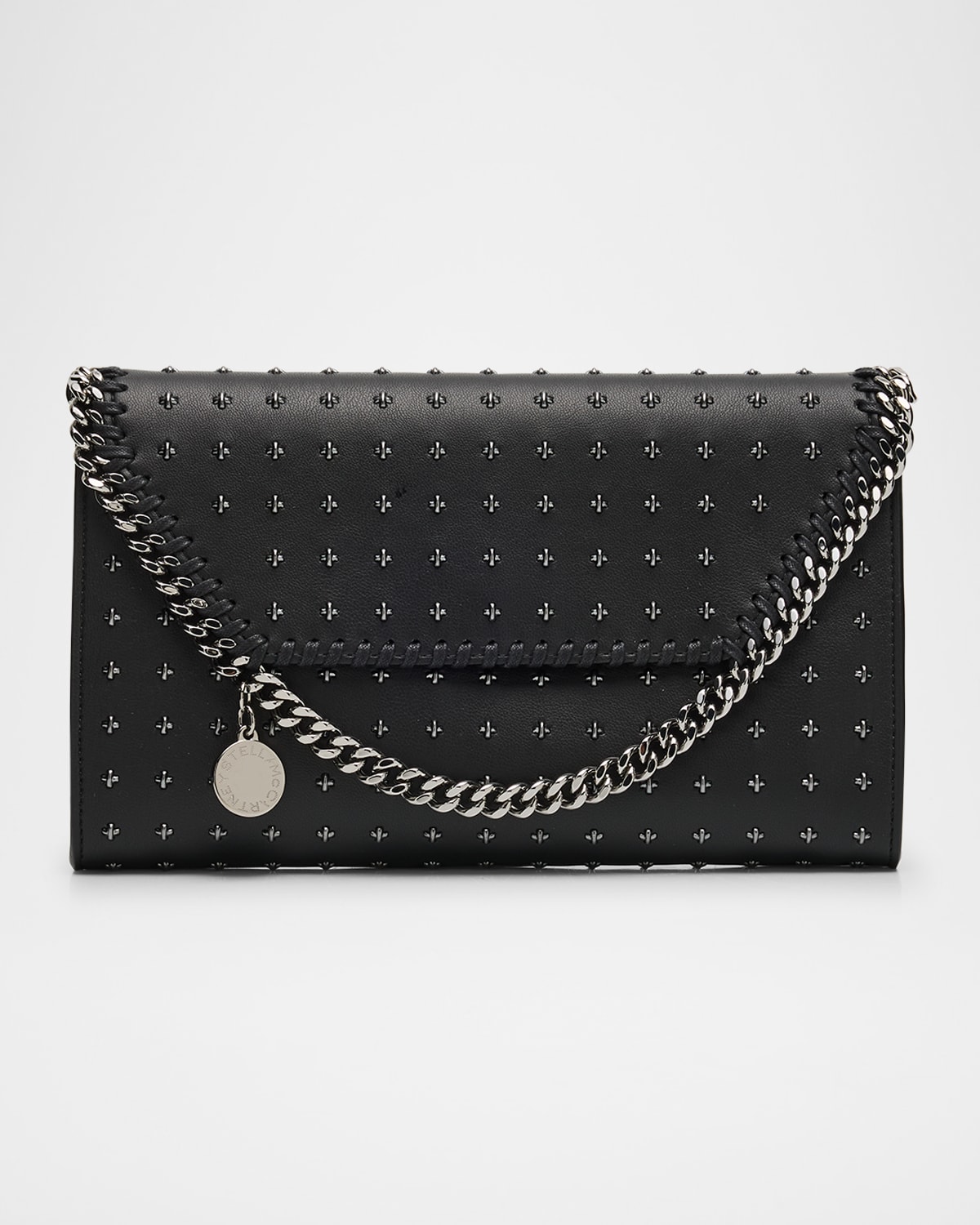 Stella Mccartney Falabella Studded Vegan Leather Shoulder Bag In Black