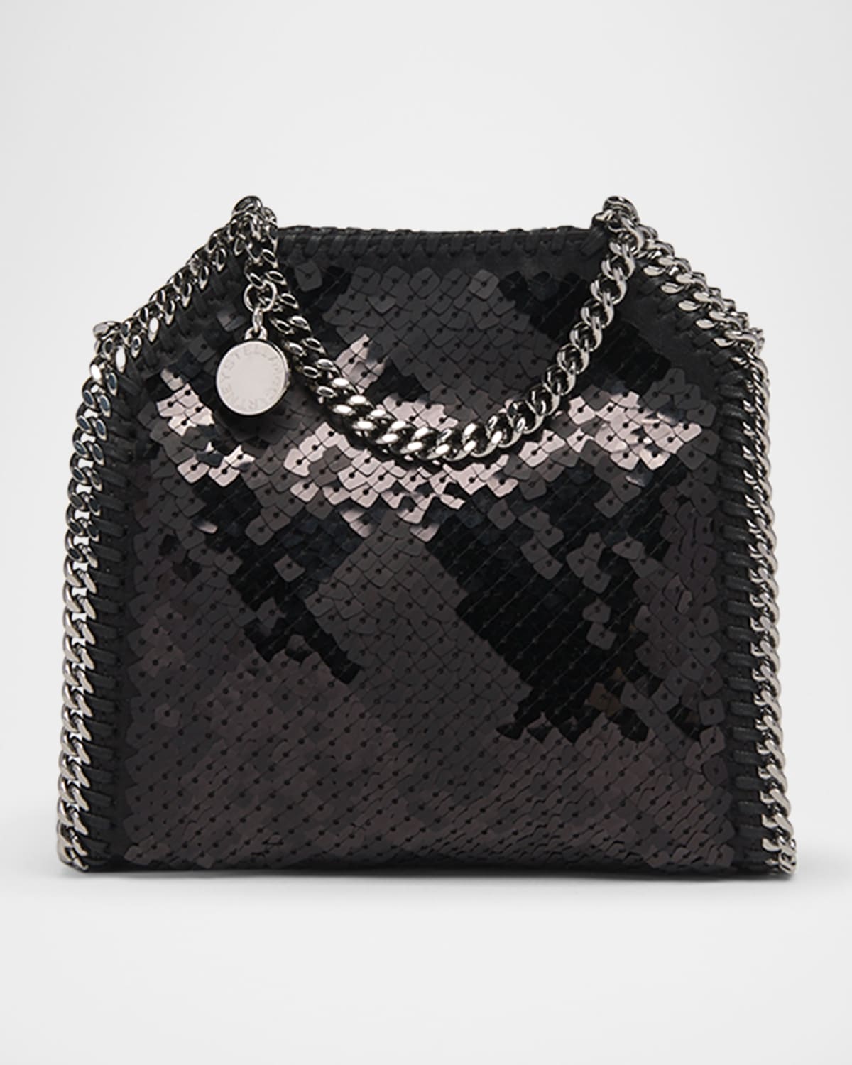 Stella Mccartney Falabella Chain-trim Sequin Shoulder Bag In Black