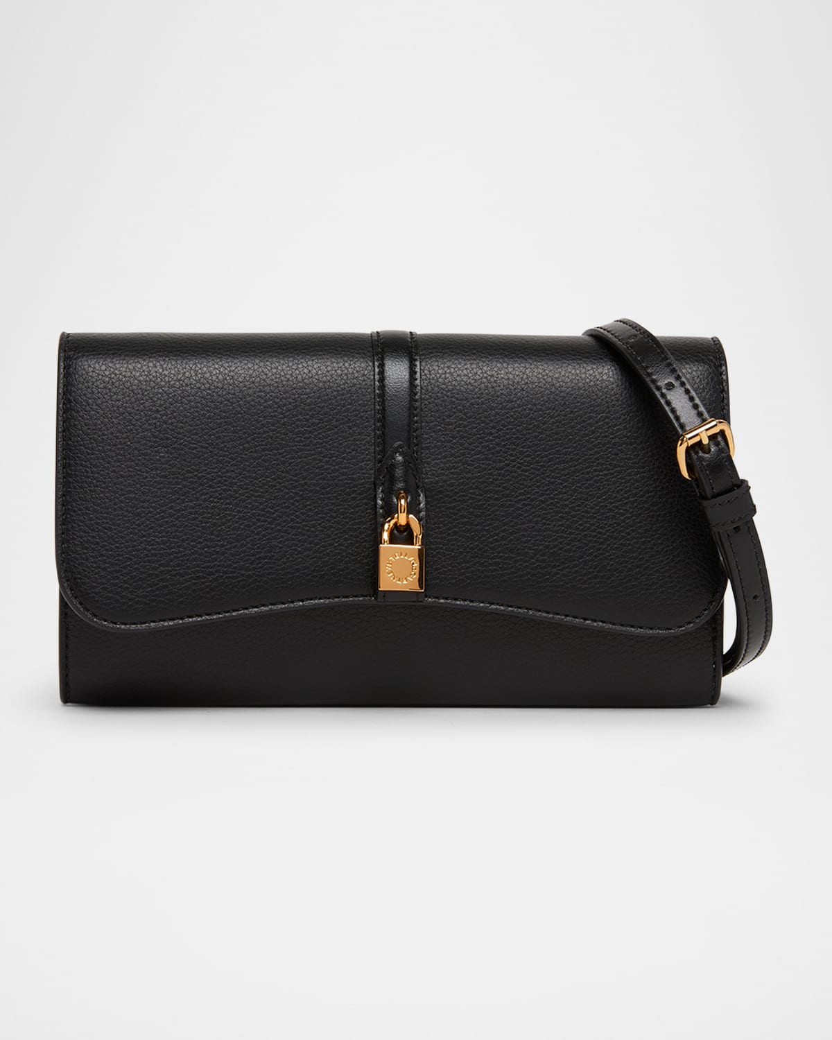 Stella Mccartney Stella Ryder Embossed Grainy Eco Vegan Leather Wallet With Strap In Black