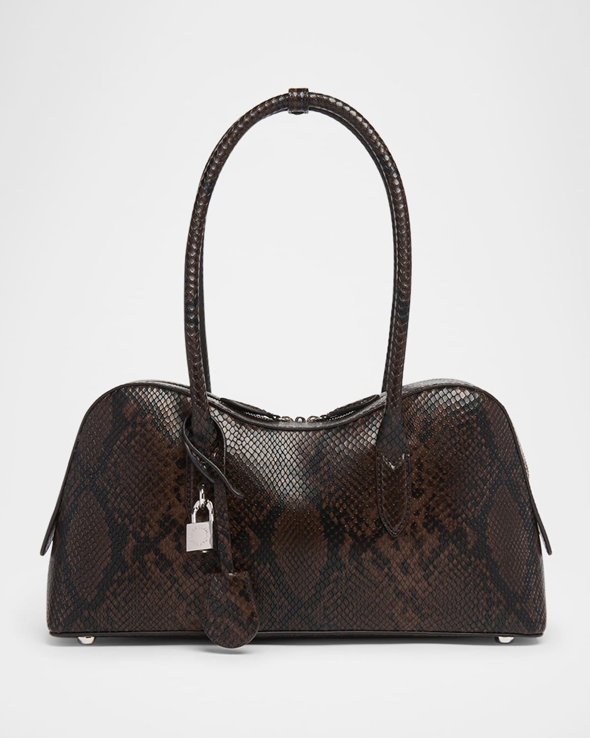 Stella Mccartney Stella Ryder Medium Snake-effect Faux Leather Shoulder Bag In Brown