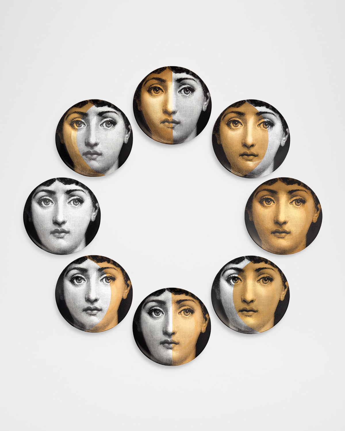 Fornasetti Set Of 8 Moon Phase Plates