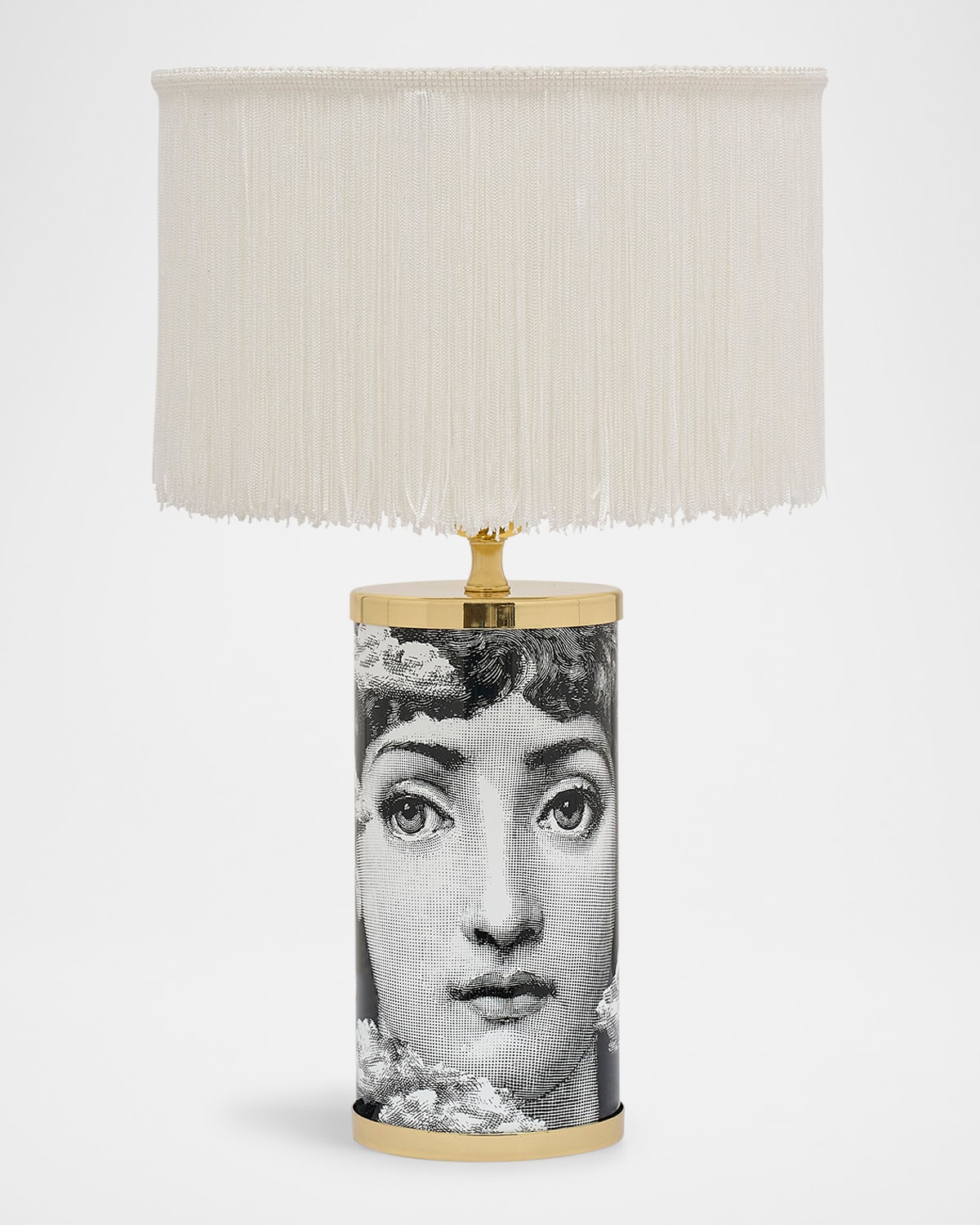Fornasetti Fringed Cylindrical Lampshade For Small Lamps In White