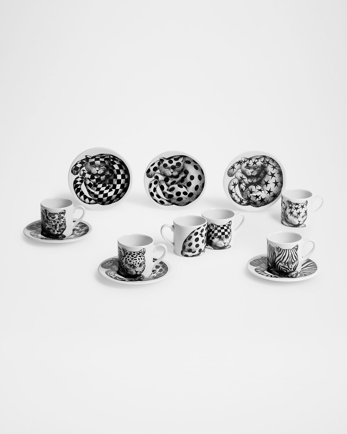 Fornasetti High Fidelity Coffee Cups, Set Of 6 In Multi