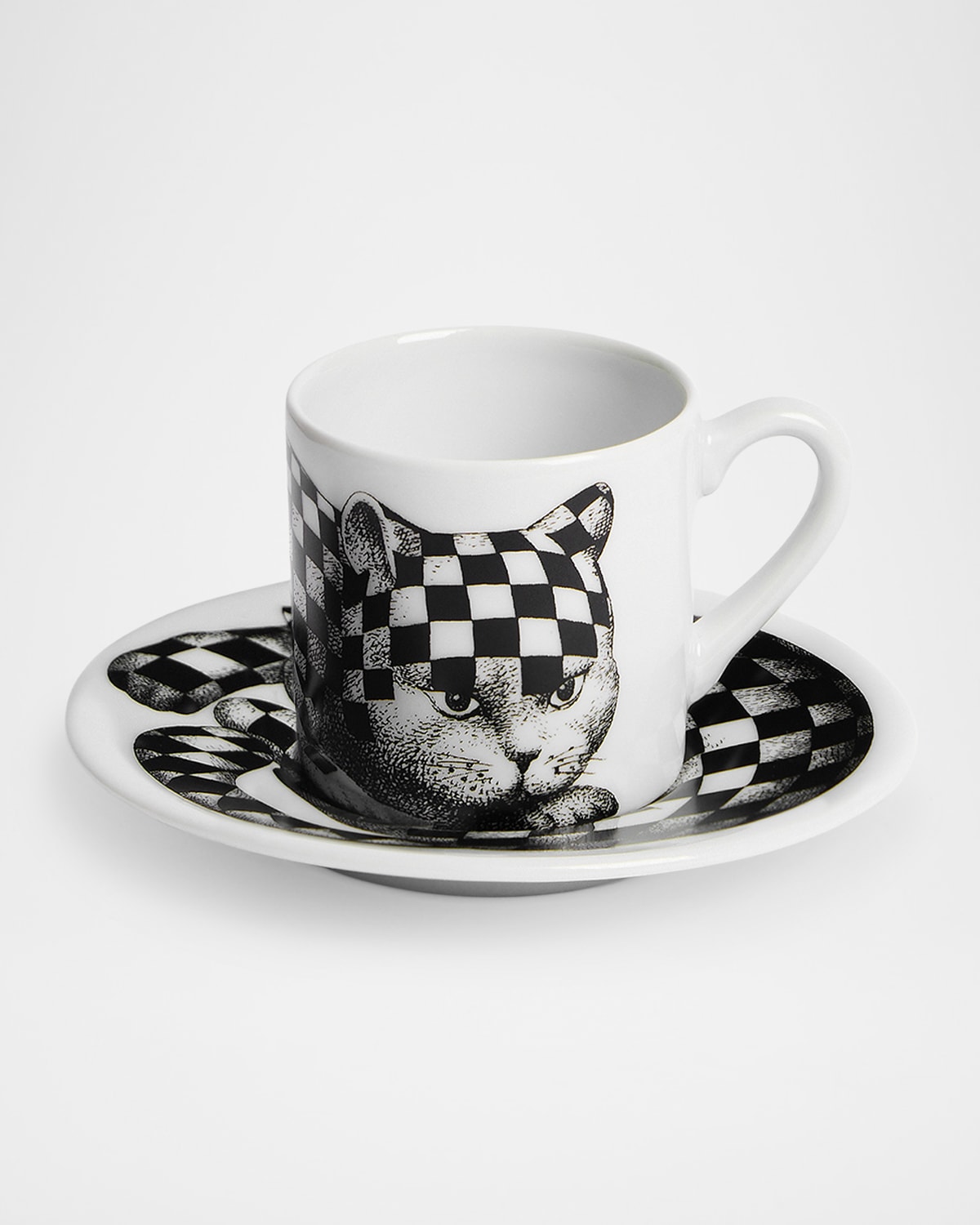 Fornasetti High Fidelity Checkered Coffee Mug In Multi