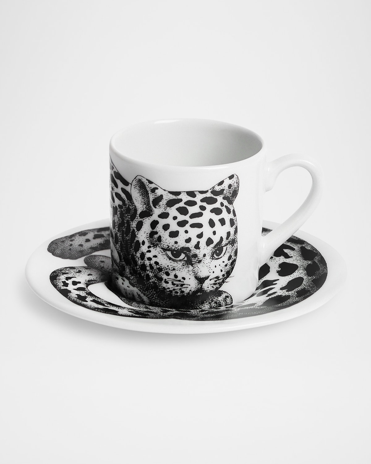 Fornasetti High Fidelity Leopard Print Coffee Mug In Multi