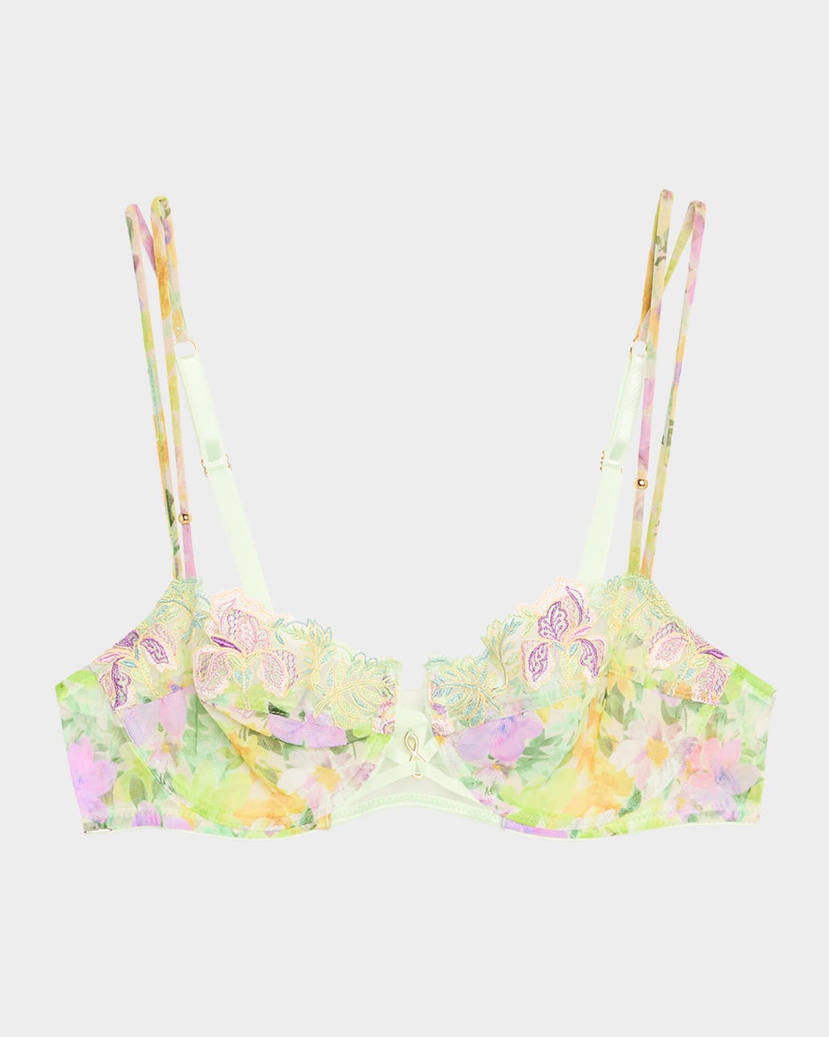 Lise Charmel L'amour Au Soleil Floral-embroidered Tulle Demi Bra In Yellow