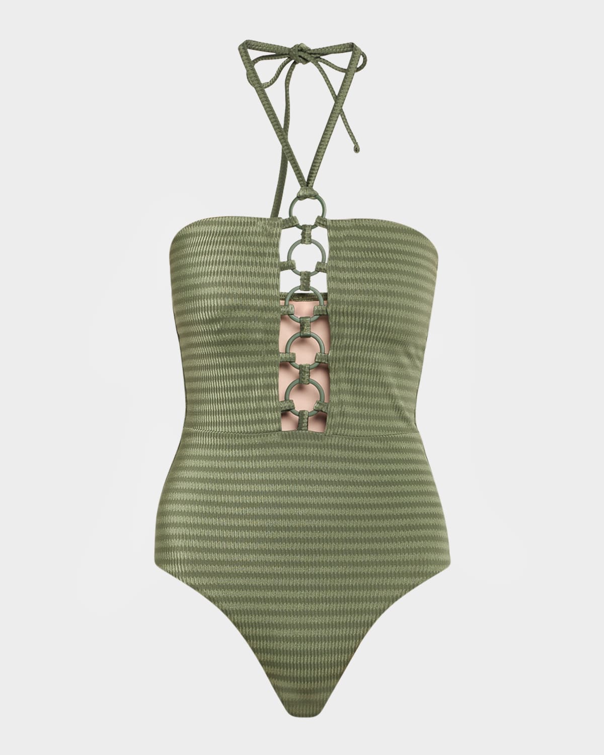 Striped Ring Link One-Piece Swimsuit