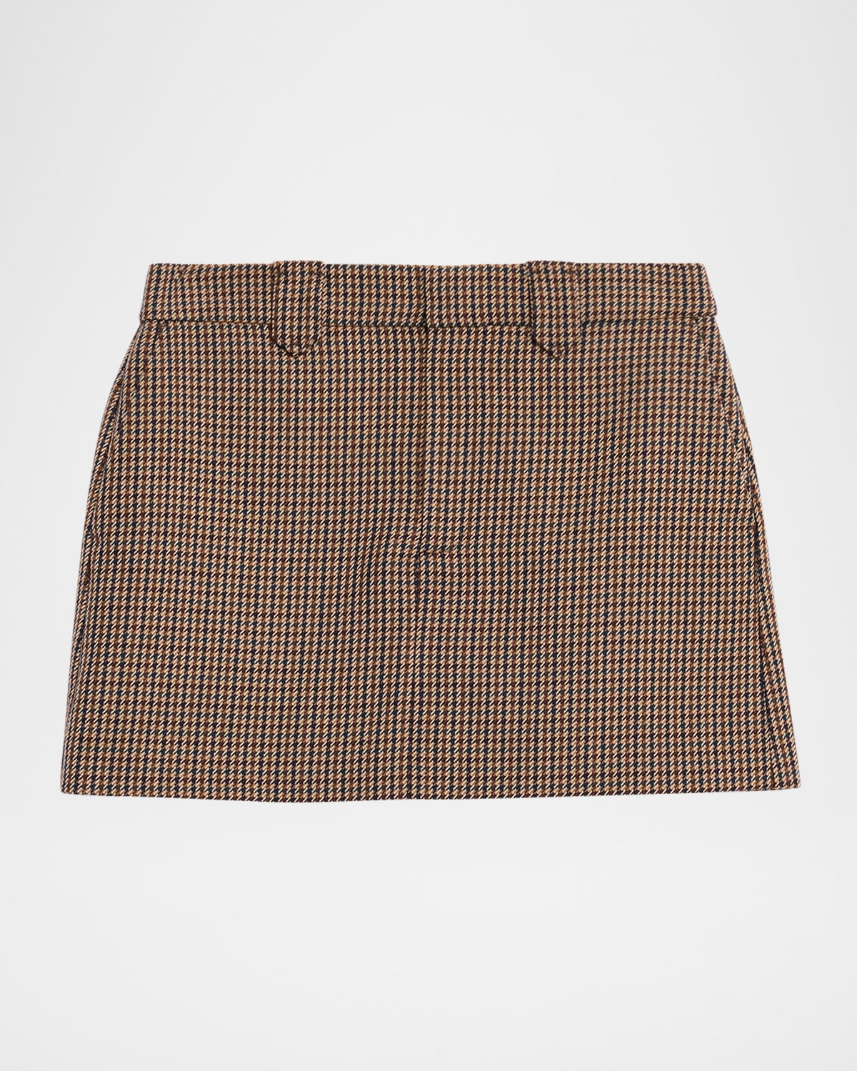 Paige Bobbi Houndstooth Wool Blend Miniskirt In Brown
