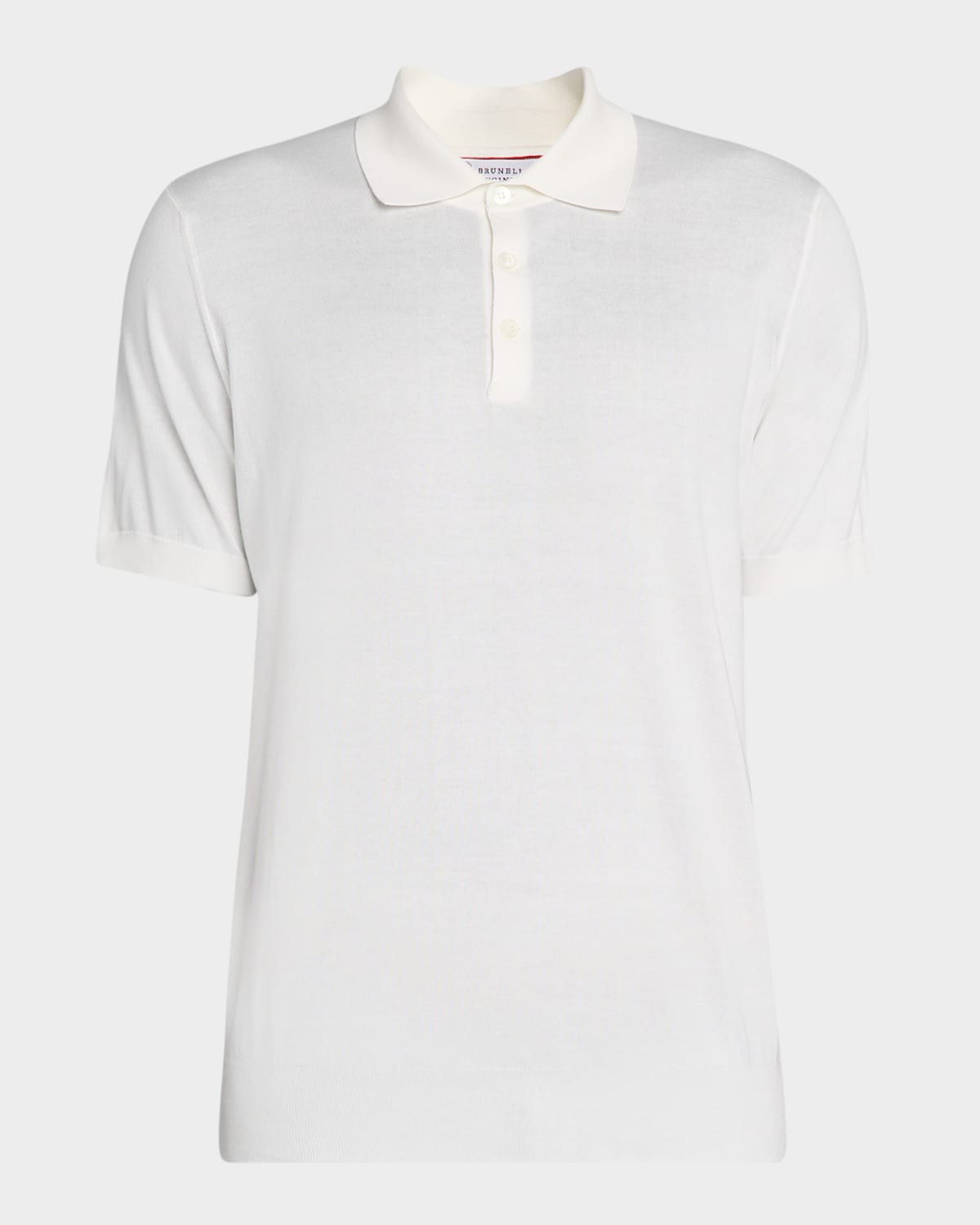 Brunello Cucinelli Men's Cotton Knit Polo Shirt In White