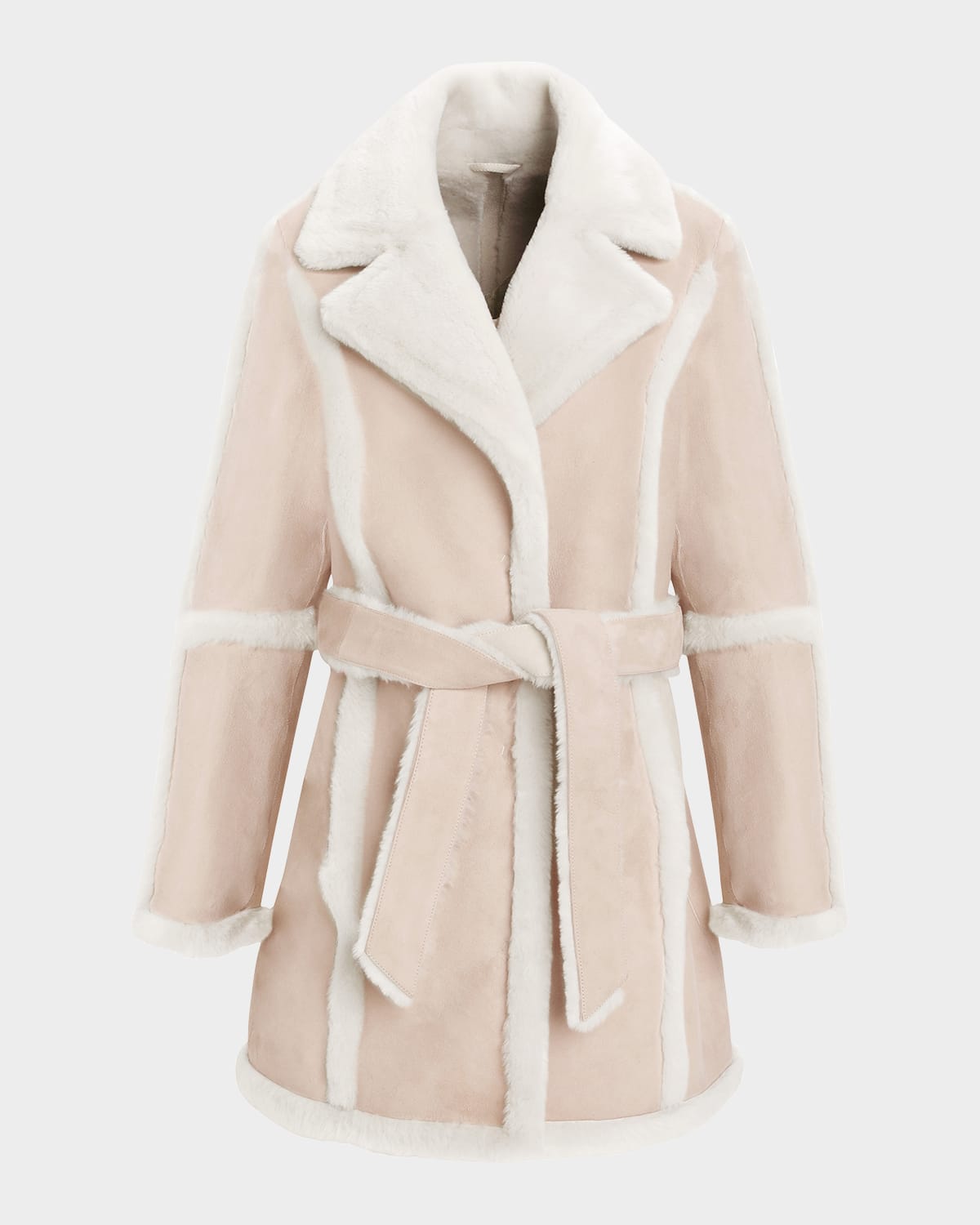 Gorski Merino Lamb Shearling Stroller With Belt In Pink