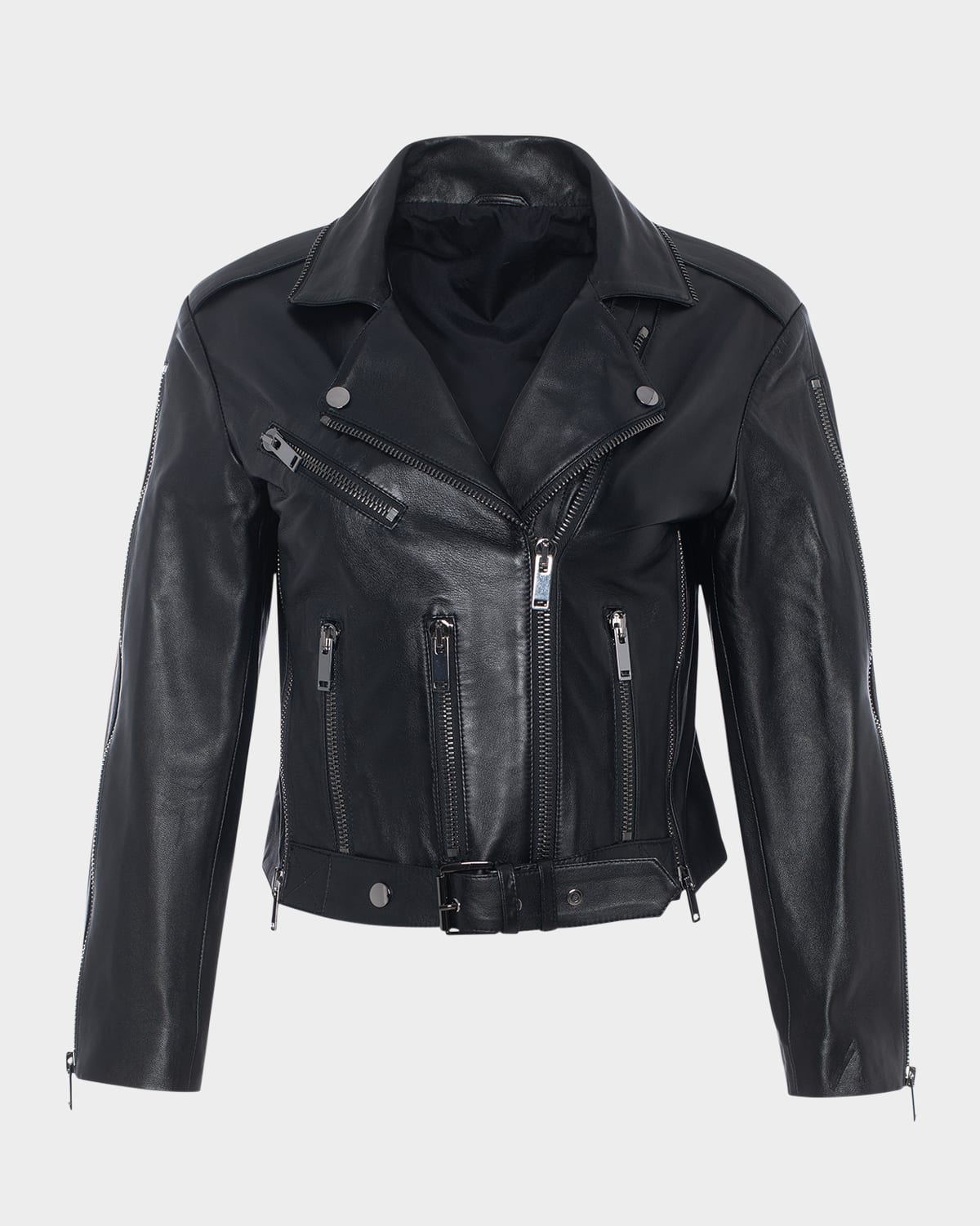 Gorski Select Leather Moto Jacket In Black