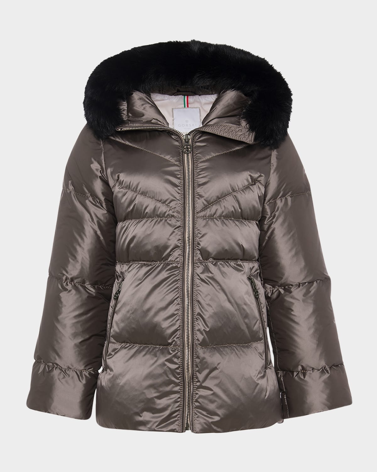 Gorski Apres-ski Jacket With Detachable Toscana Lamb Shearling Hood Trim In Gray