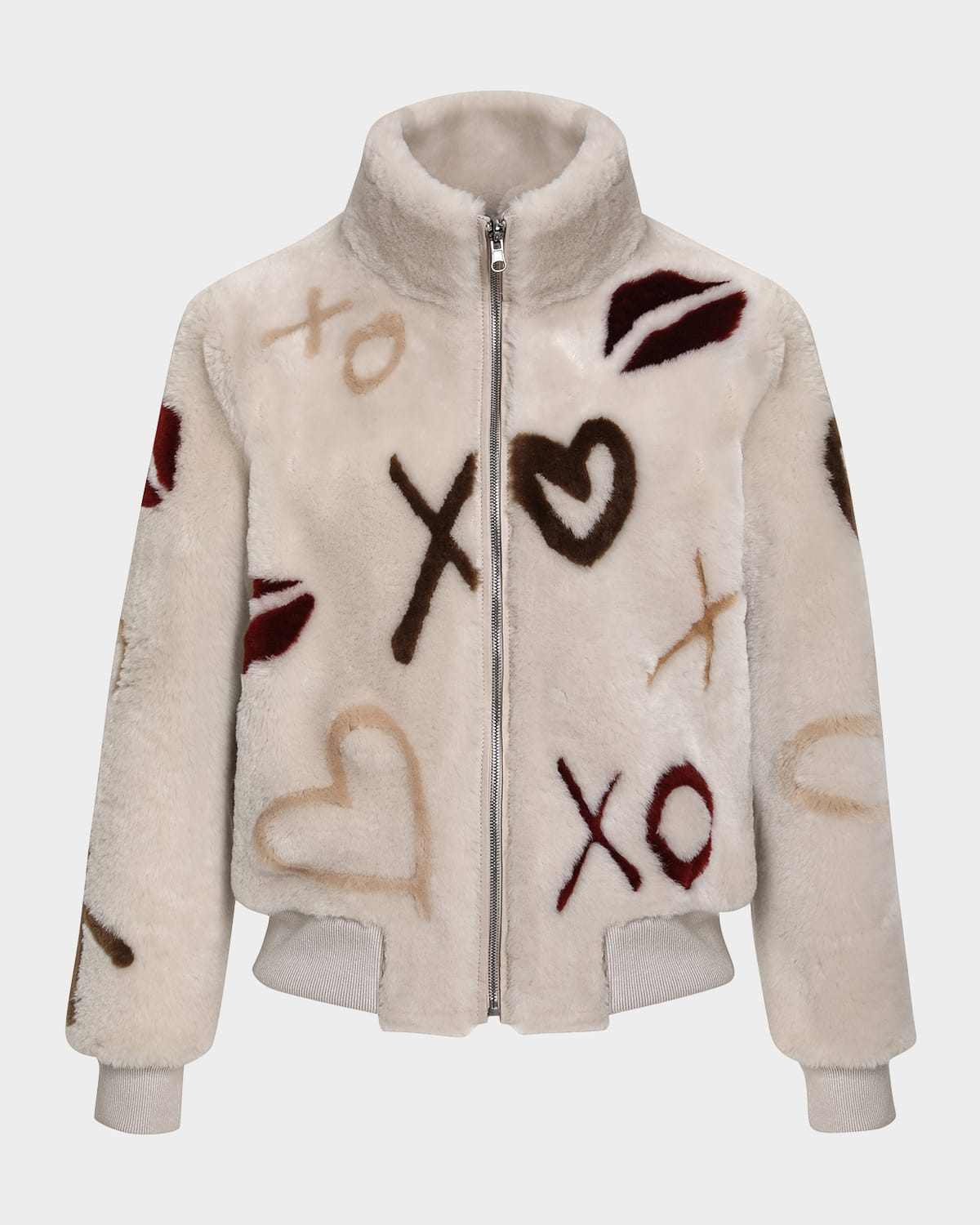 Gorski Reversible Love Merino Shearing Lamb Bomber Jacket In Neutral