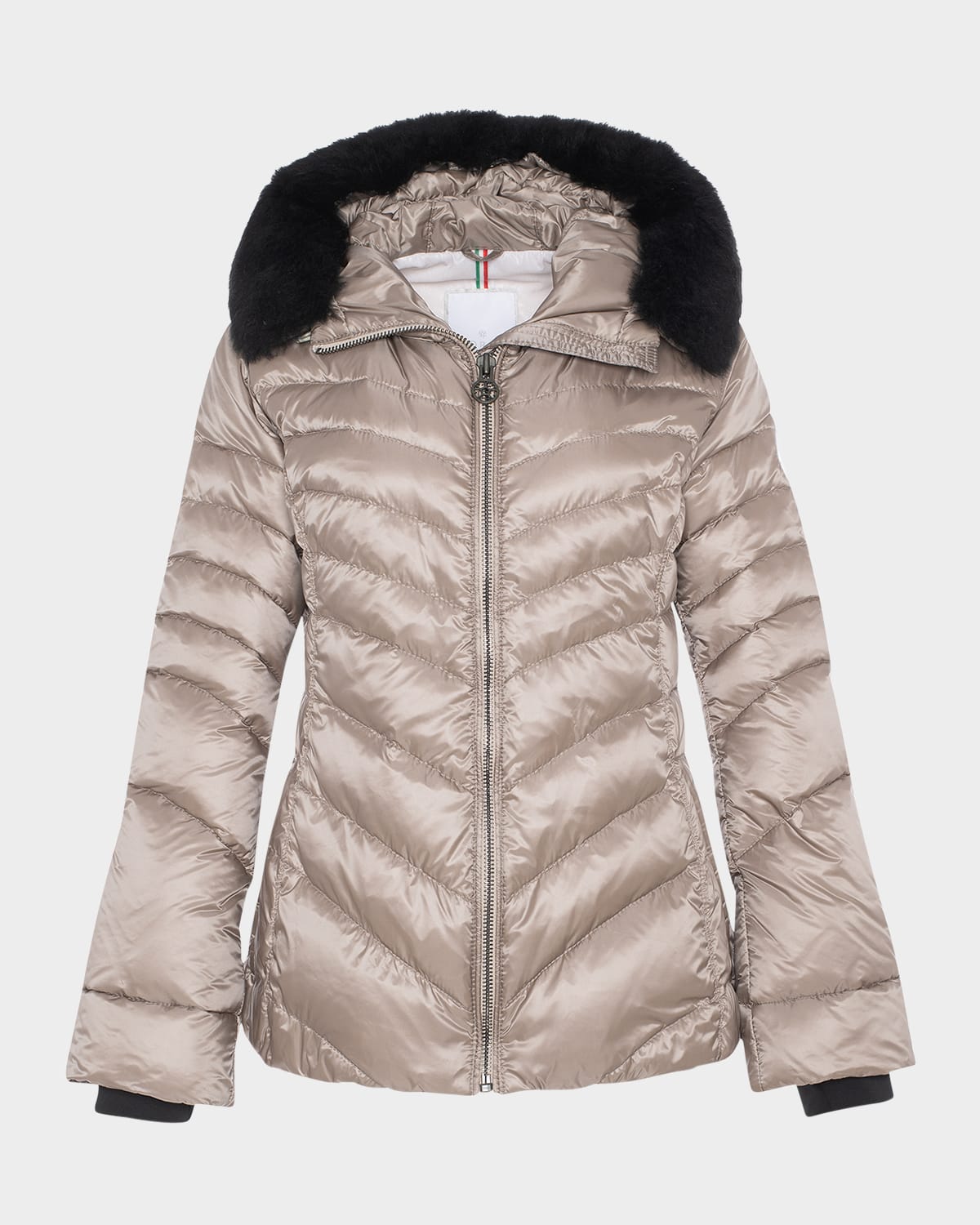 Gorski Down Apres-ski Jacket With Detachable Toscana Lamb Hood Trim In Multi
