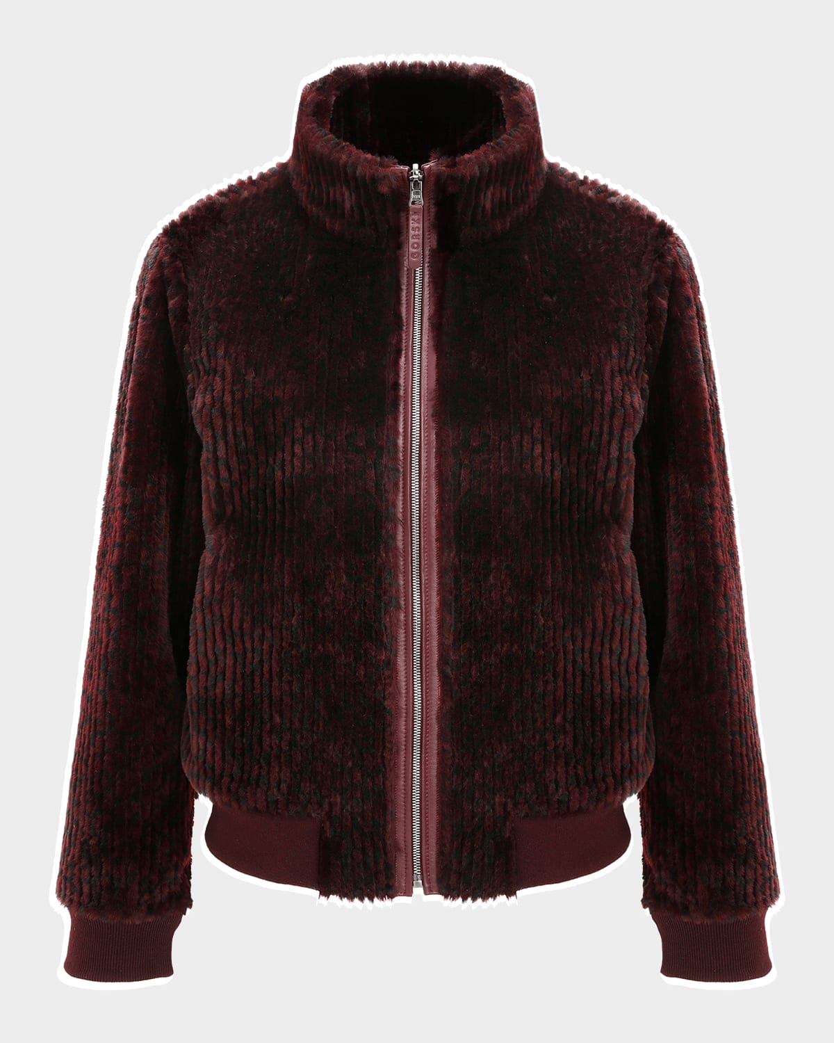 Gorski Reversible Select Grooved Shearling Lamb Insignia Bomber Jacket In Red