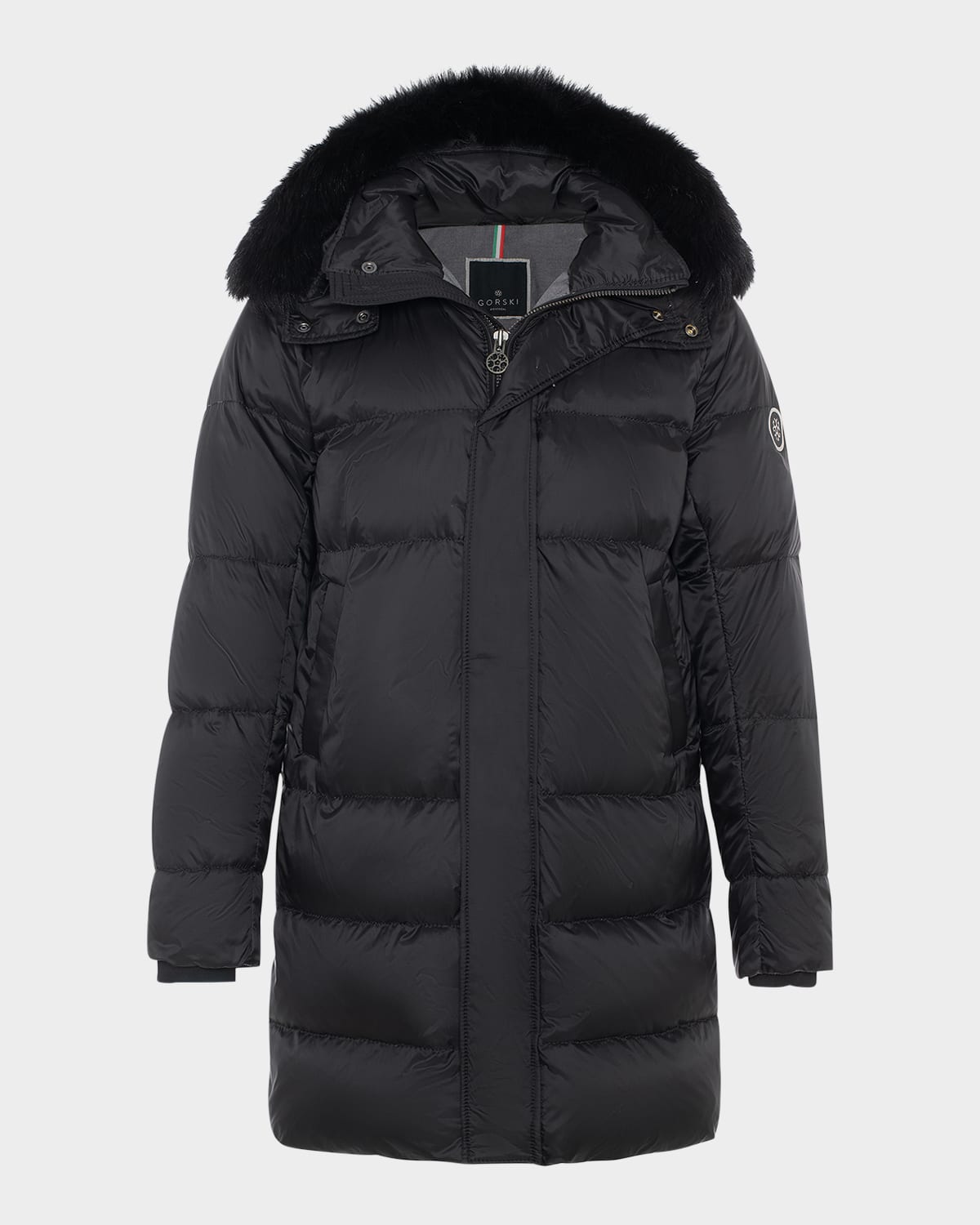 Gorski Men's Apres-ski Jacket With Detachable Toscana Lamb Shearling Hood Trim In Black