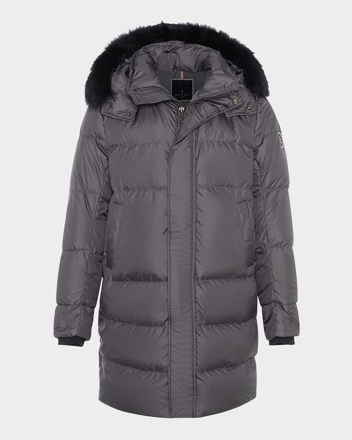 Gorski Men's Apres-ski Jacket With Detachable Toscana Lamb Shearling Hood Trim In Gray