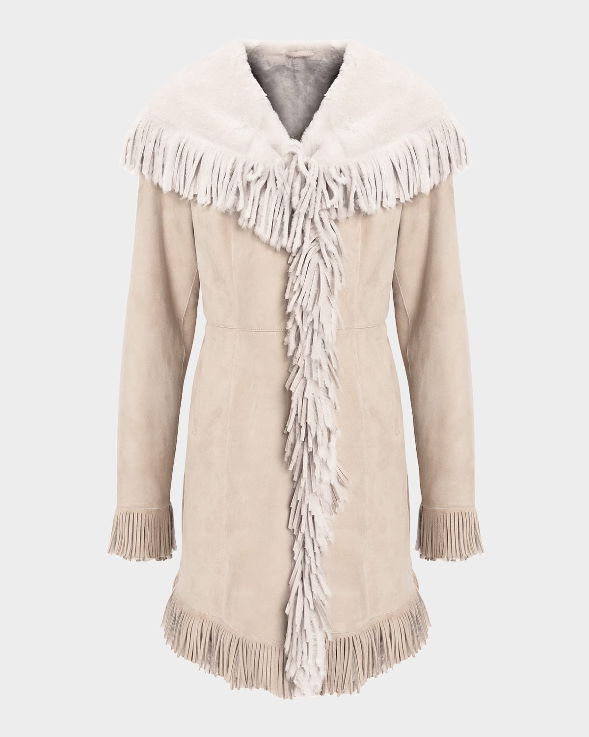 Gorski Merino Shearling Lamb Parka With Fringes In Gold