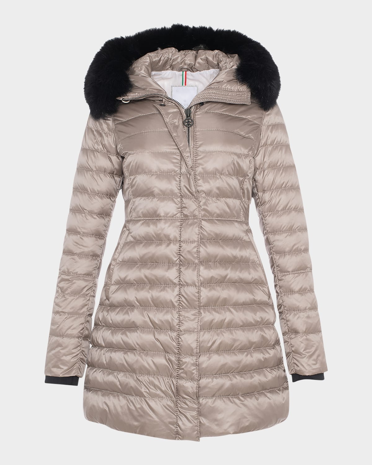Gorski Down Apres-ski Jacket With Detachable Toscana Lamb Hood Trim In Nude